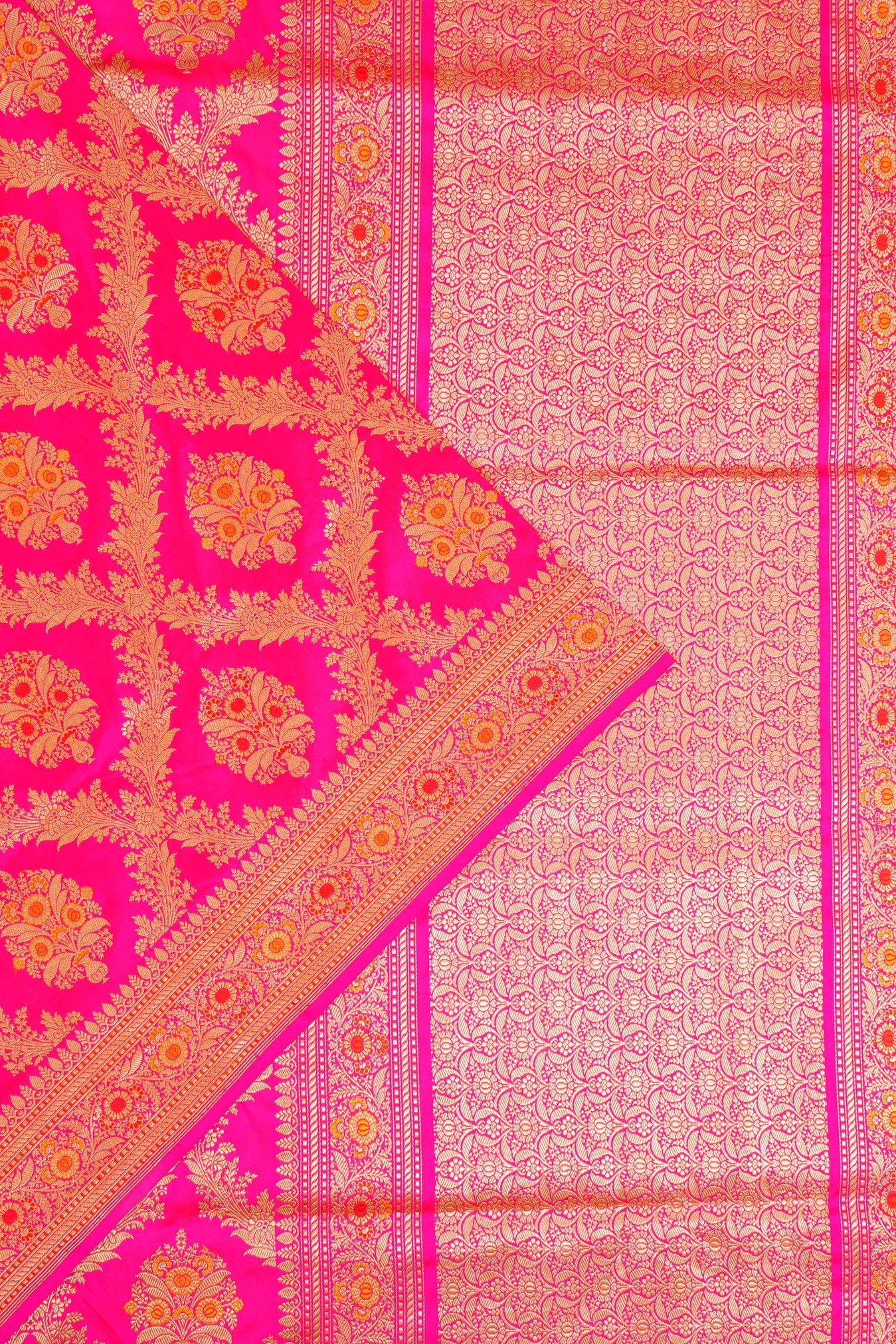 Banarasi Silk Brocade Rani Pink Saree