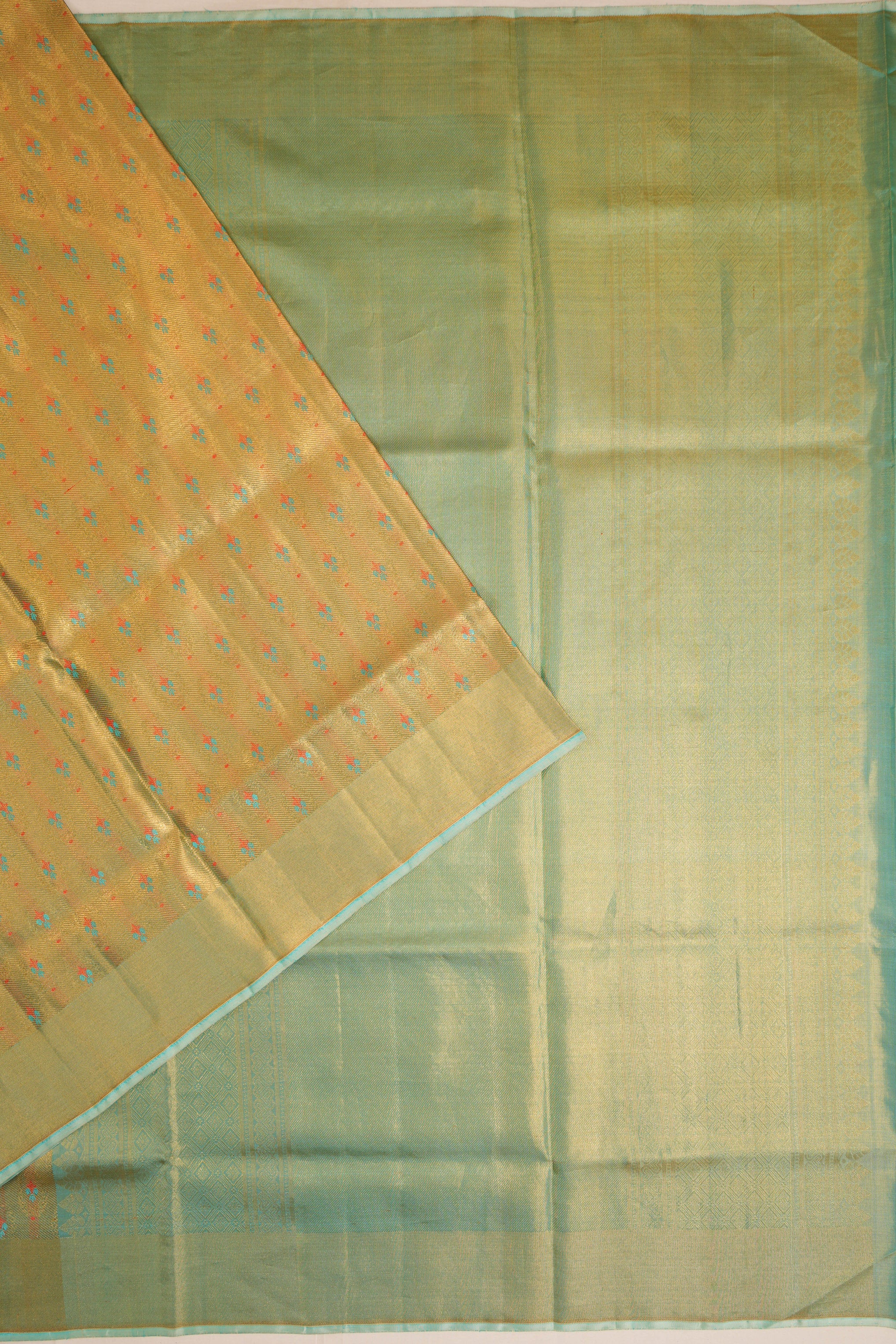 Kanchipuram Silk Tissue Brocade Green Saree