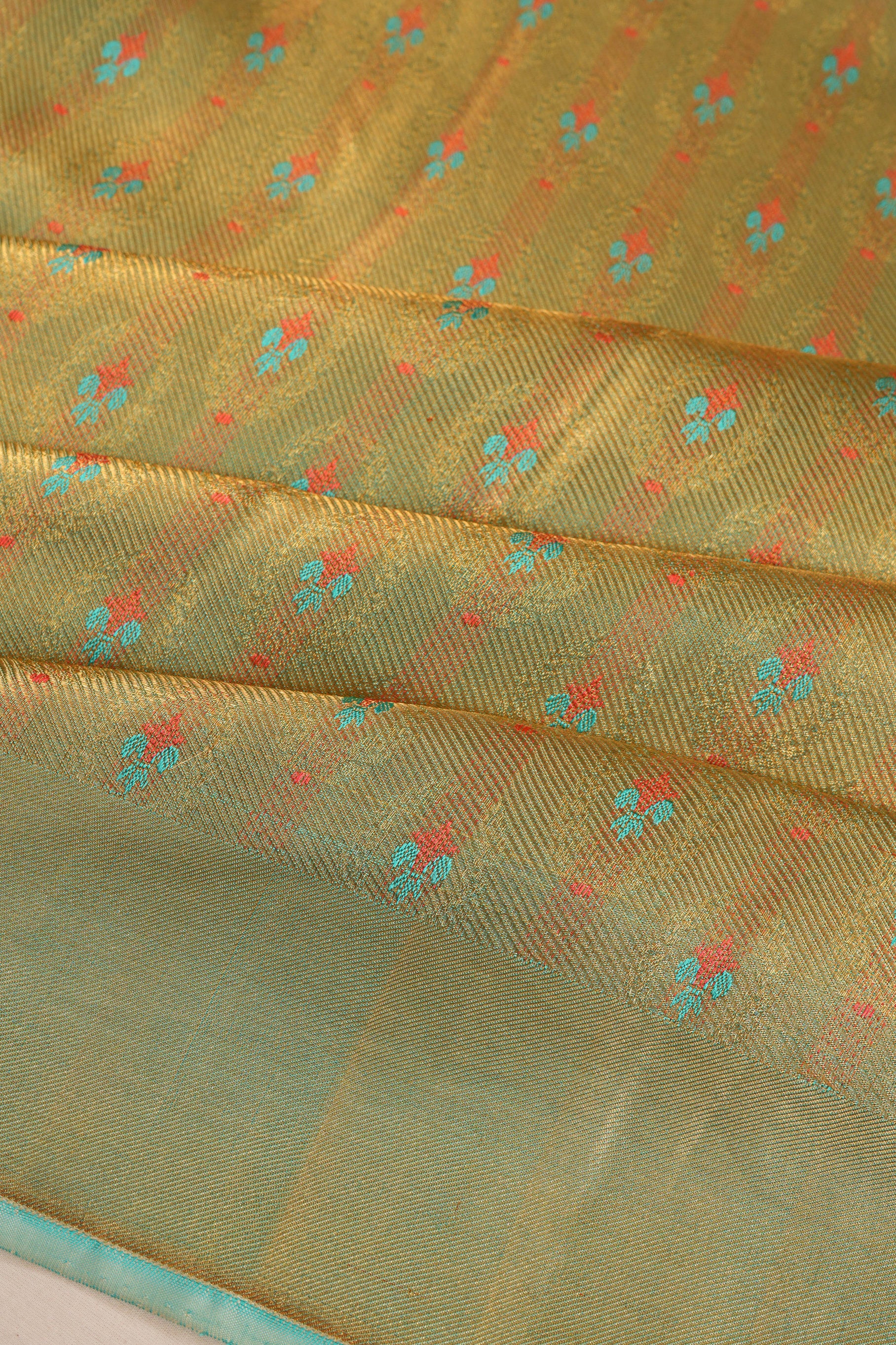 Kanchipuram Silk Tissue Brocade Green Saree