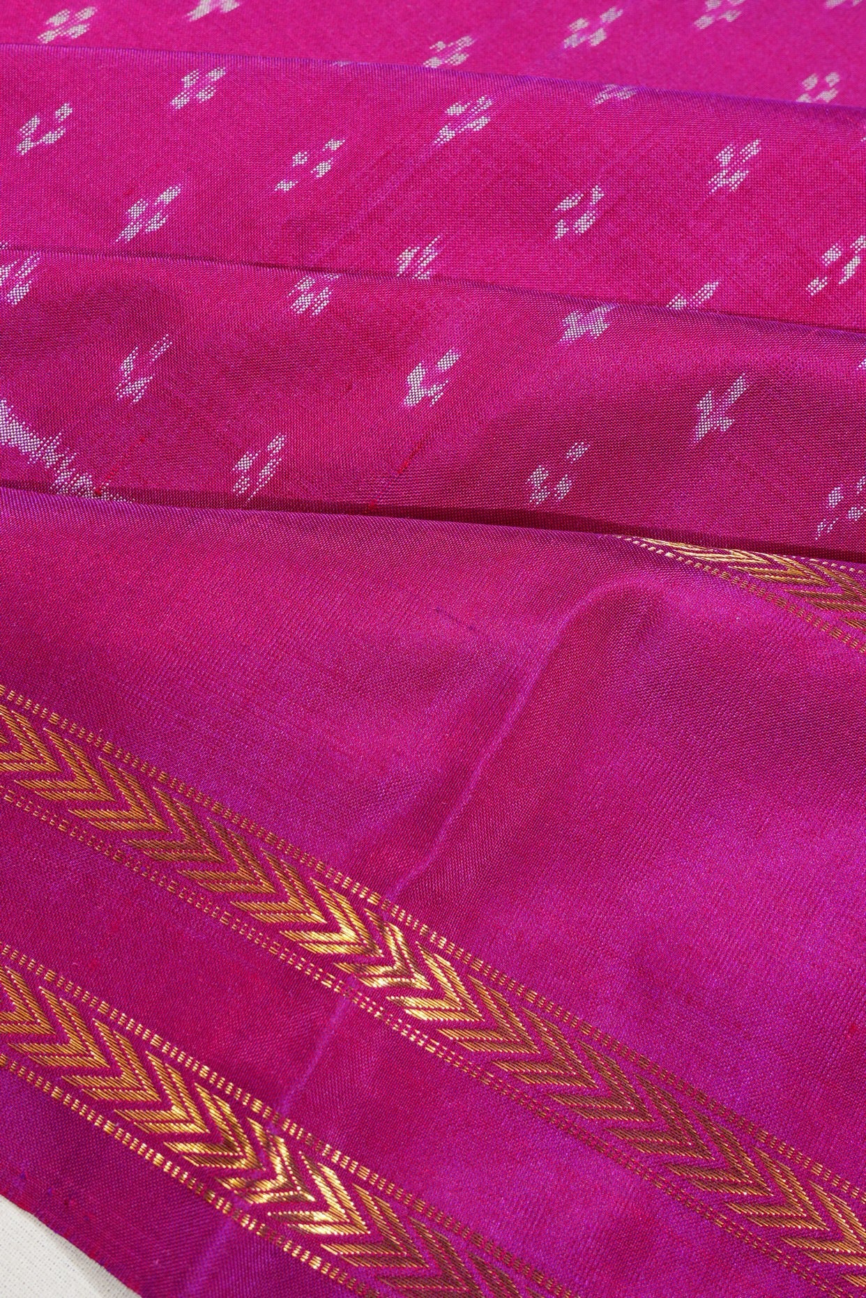 Kanchipuram Silk Ikat Rani Pink Saree