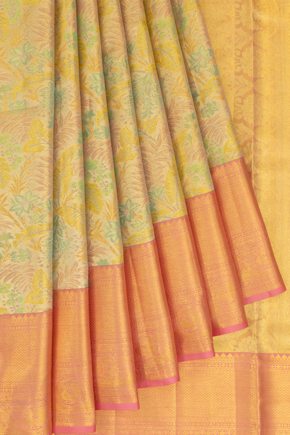 Kanchipuram Silk Tissue Brocade Gold Saree