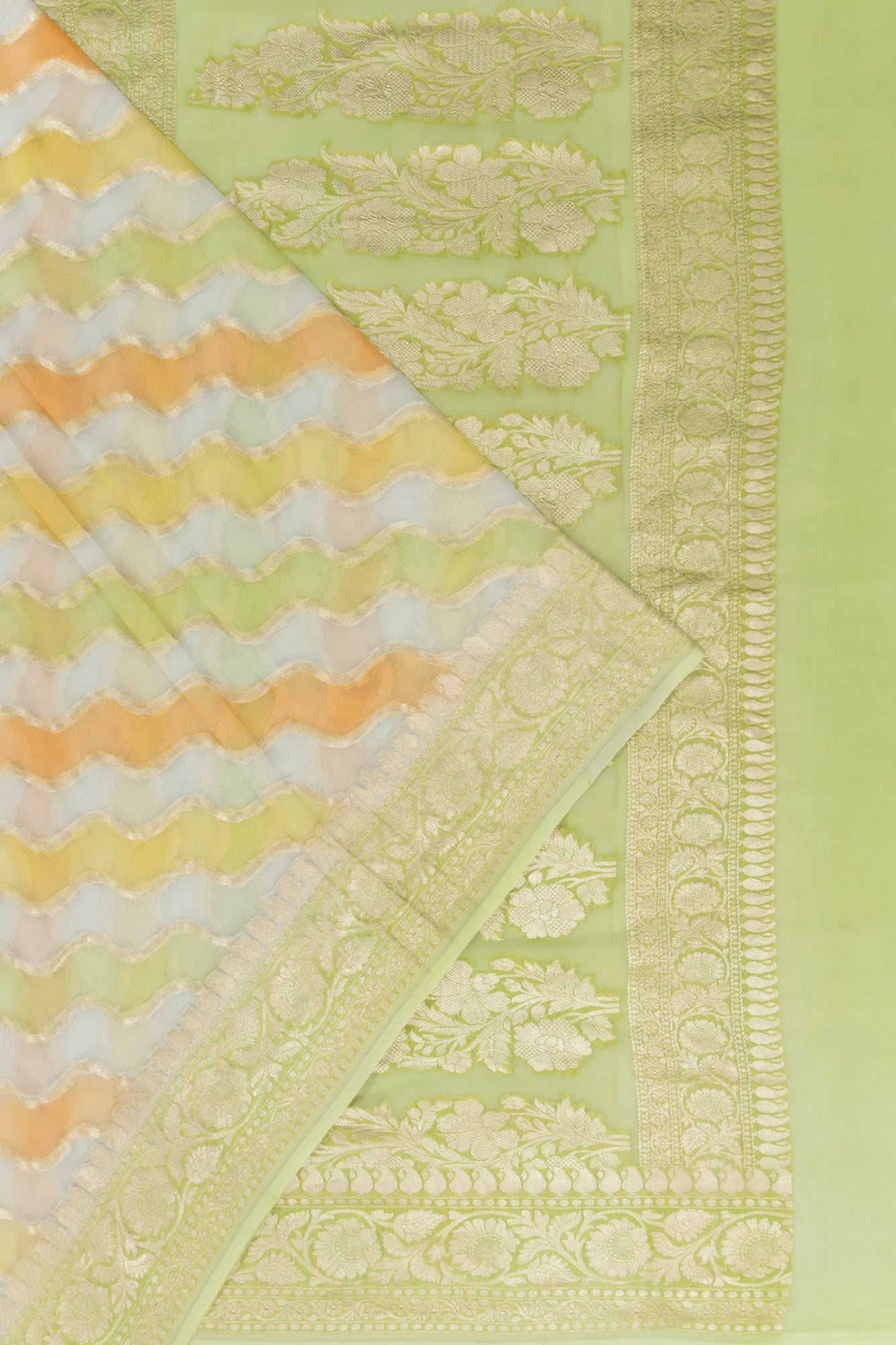 Banarasi Georgette Brocade Multicolour White Saree