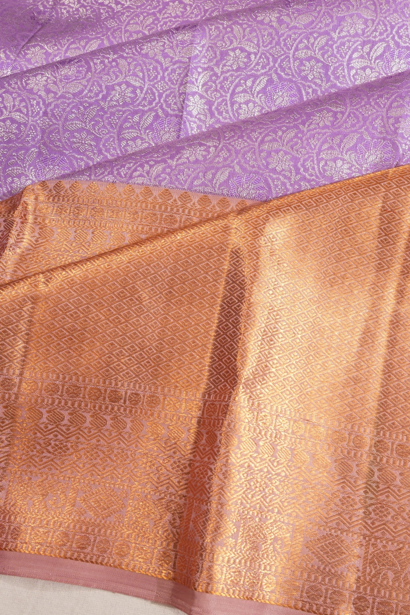 Kanchipuram Silk Brocade Lavender Saree