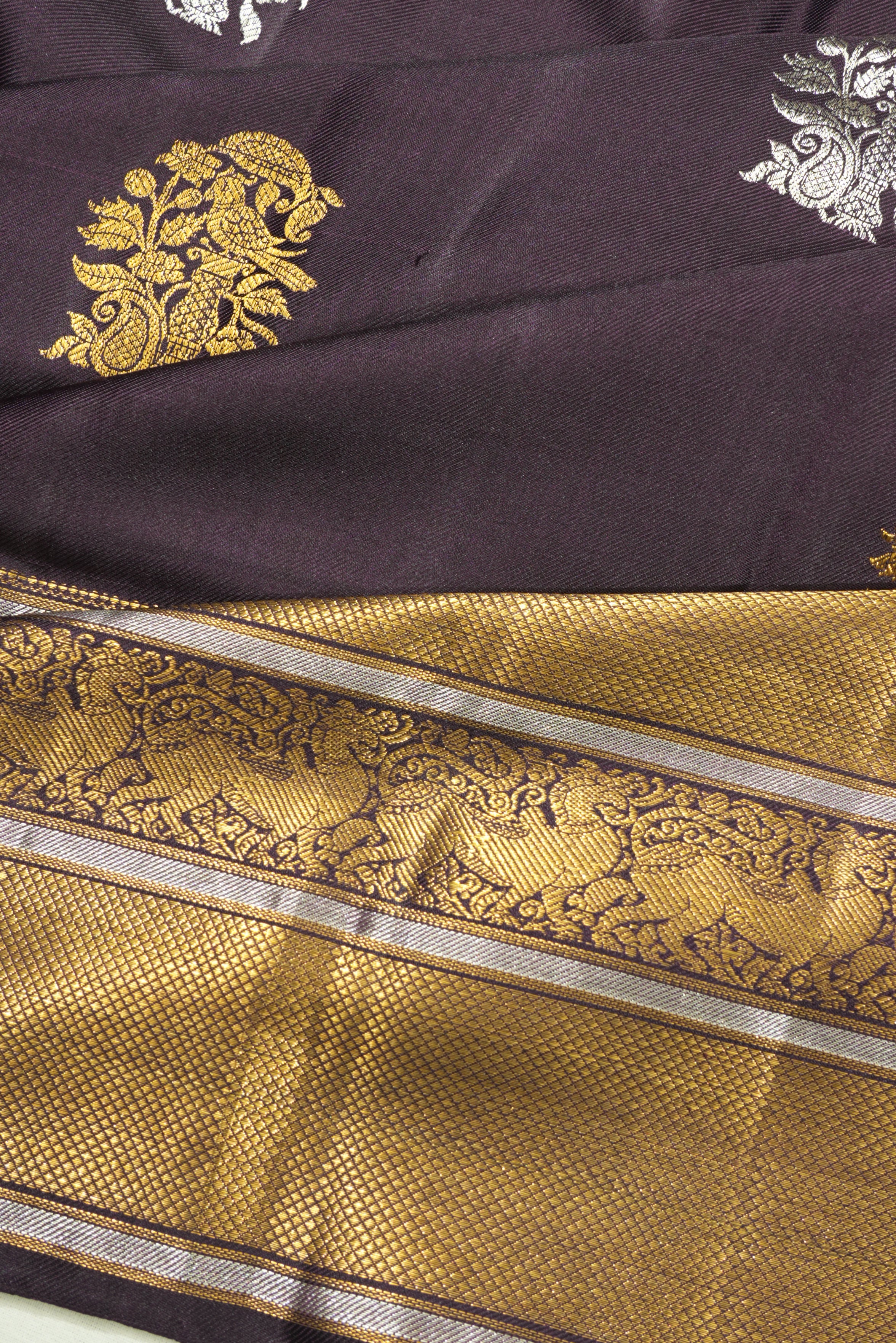 Kanchipuram Silk Twill Butta Purple Saree