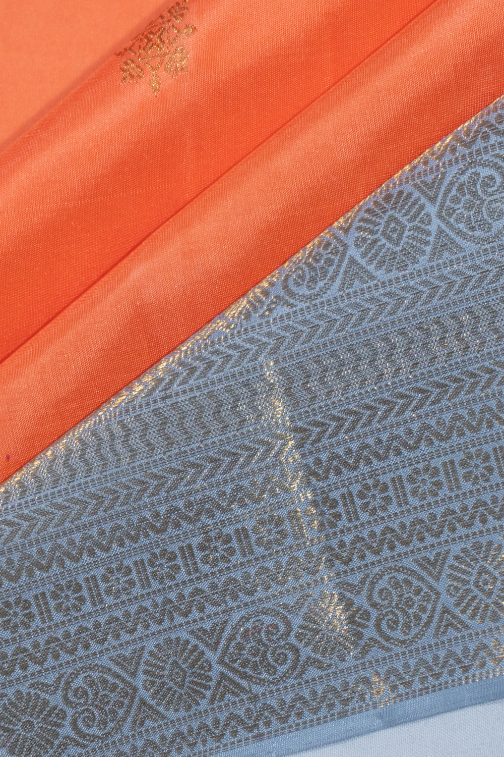 Kanchipuram Silk Butta Orange Saree