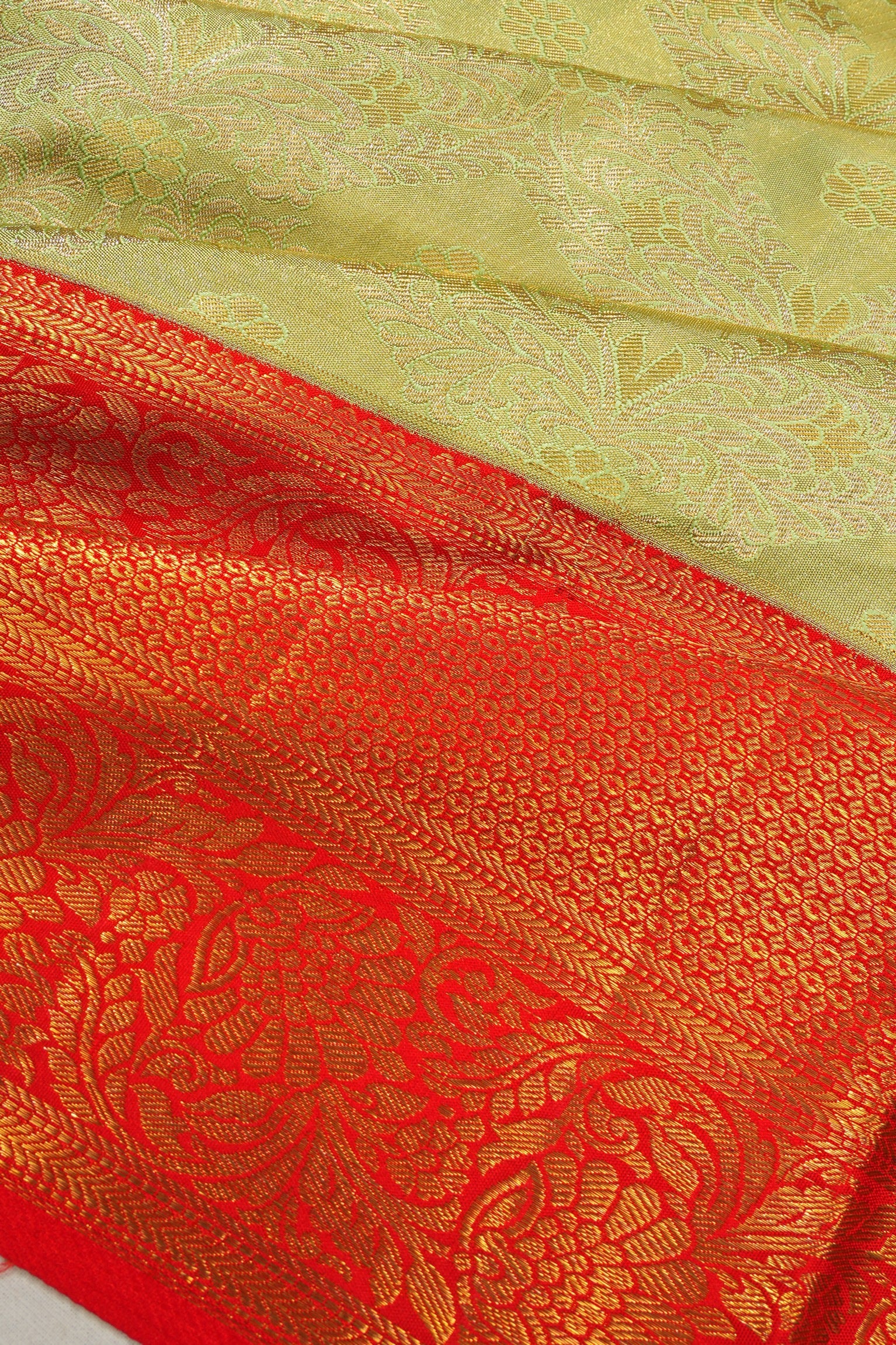 Kanchipuram Silk Tissue Brocade Green Saree