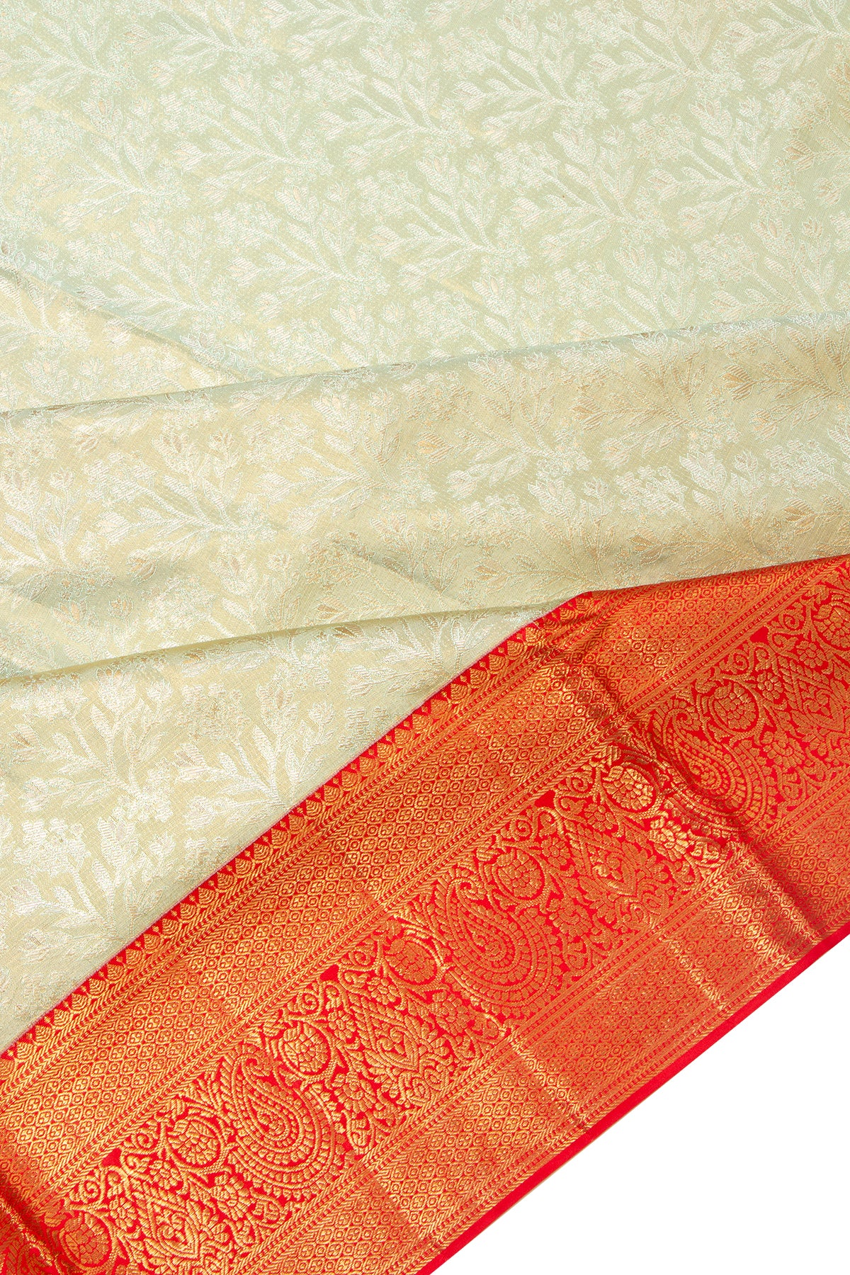 Kanchipuram Silk Tissue Brocade Pista Green Saree 1214945300