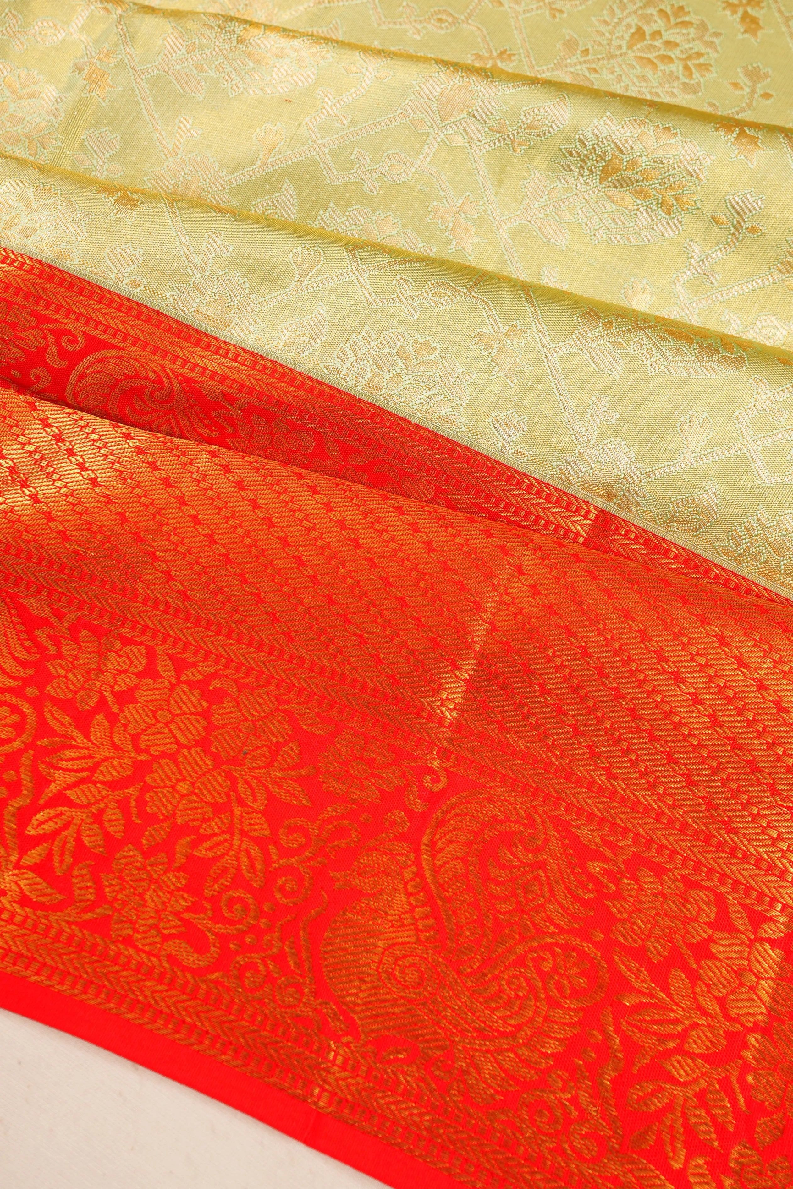 Kanchipuram Silk Tissue Brocade Green Saree