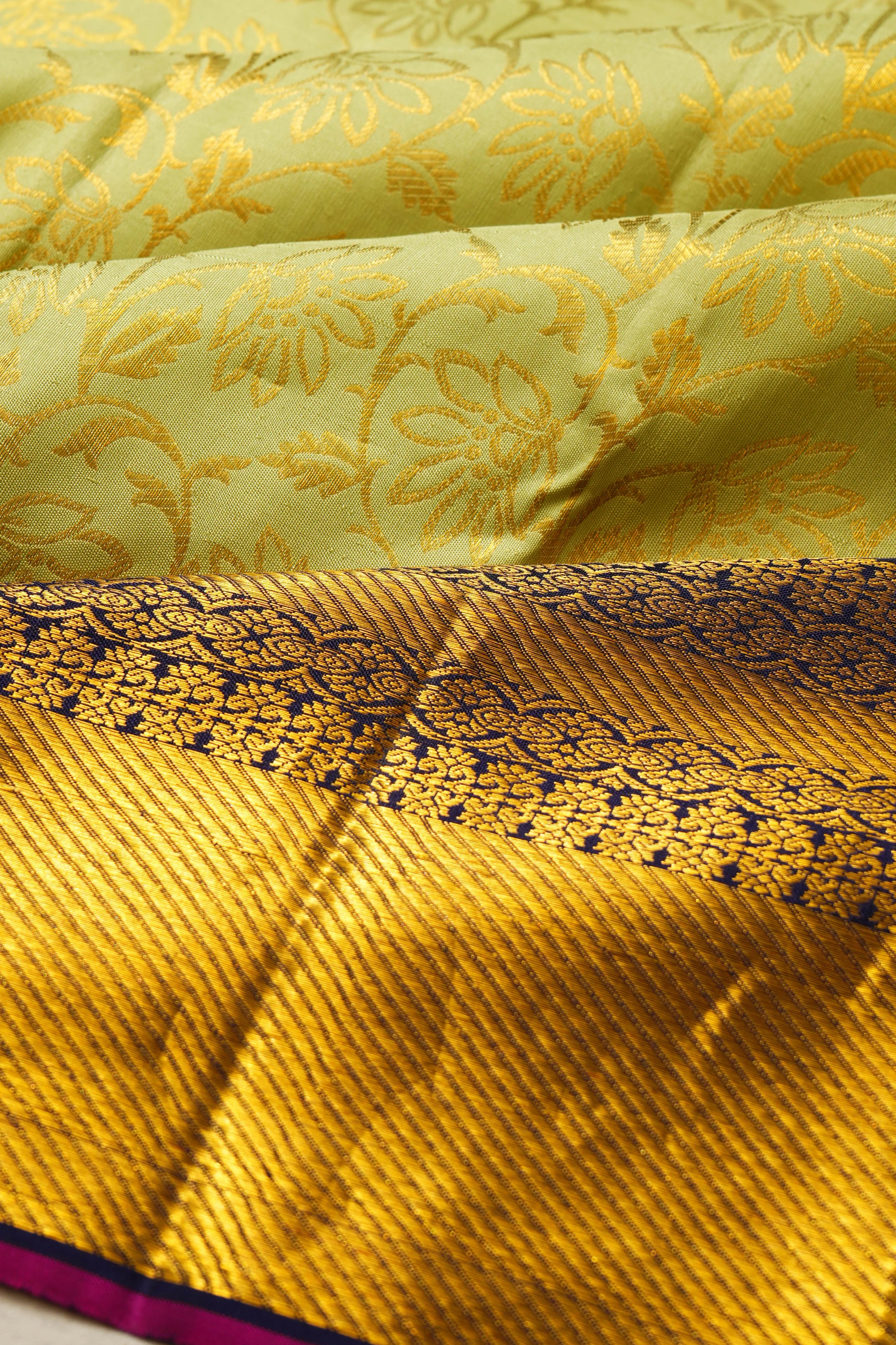 Kanchipuram Silk Jaal Pastel Green Saree