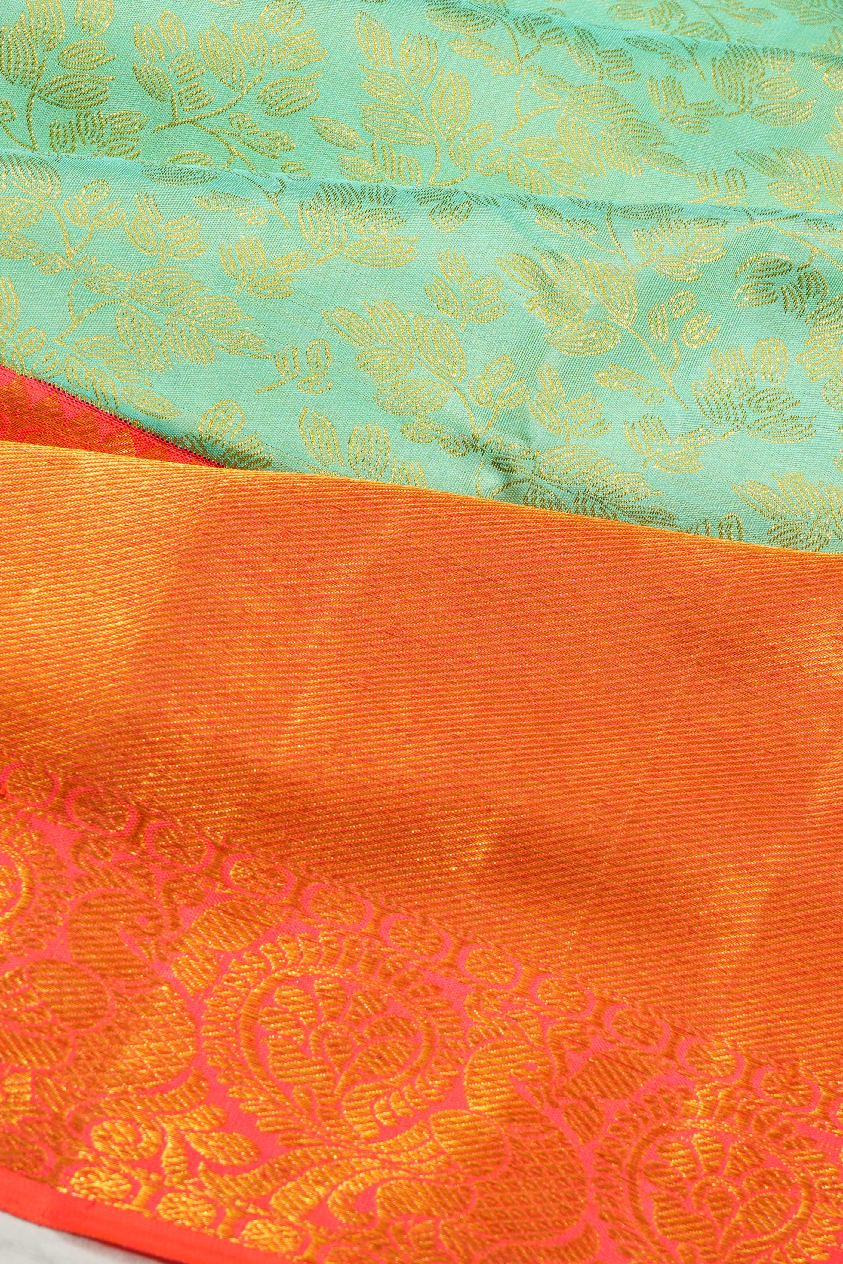 Kanchipuram Silk Brocade Sea Green Saree