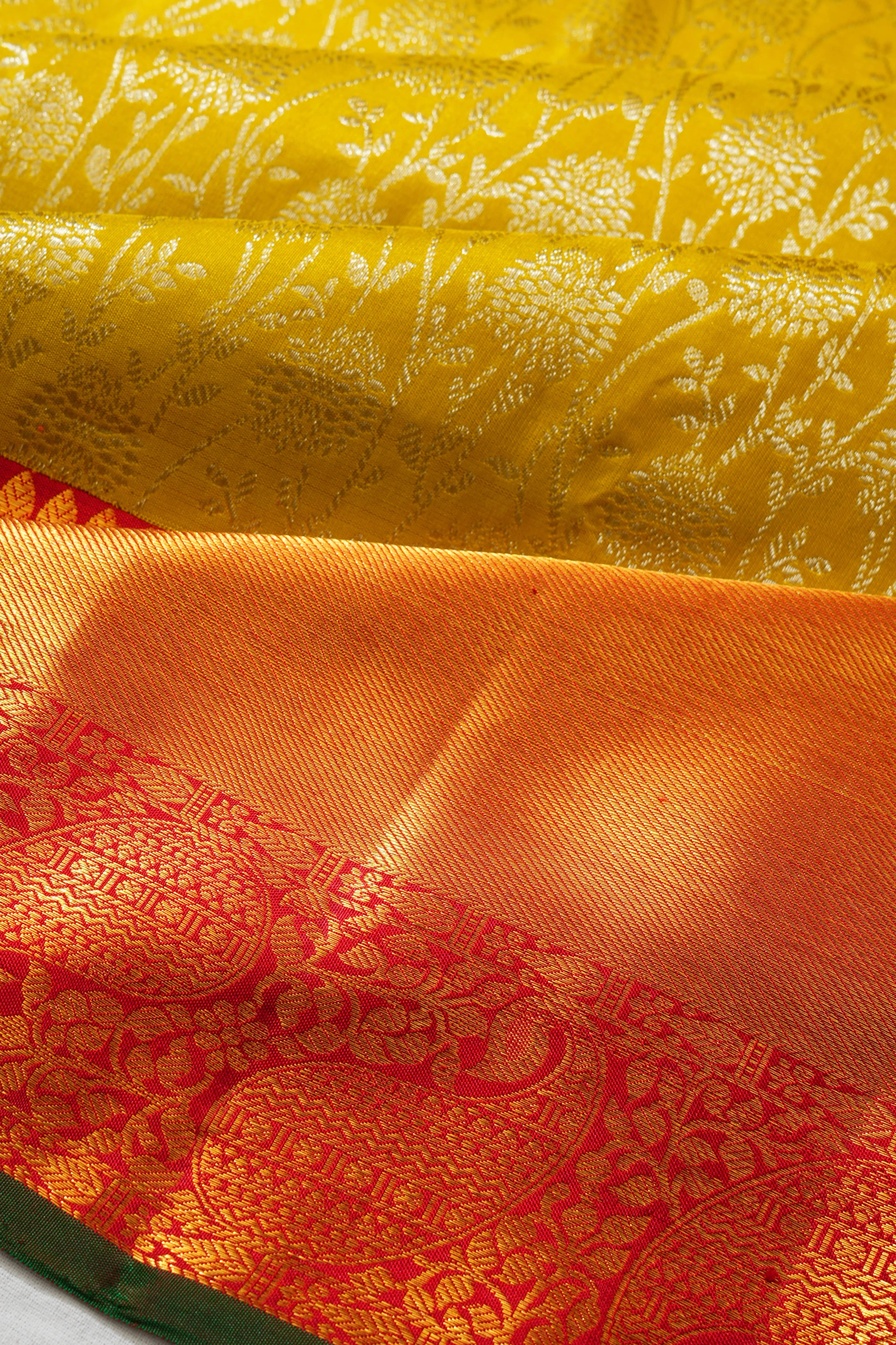 Kanchipuram Silk Brocade Mehendi Green Saree