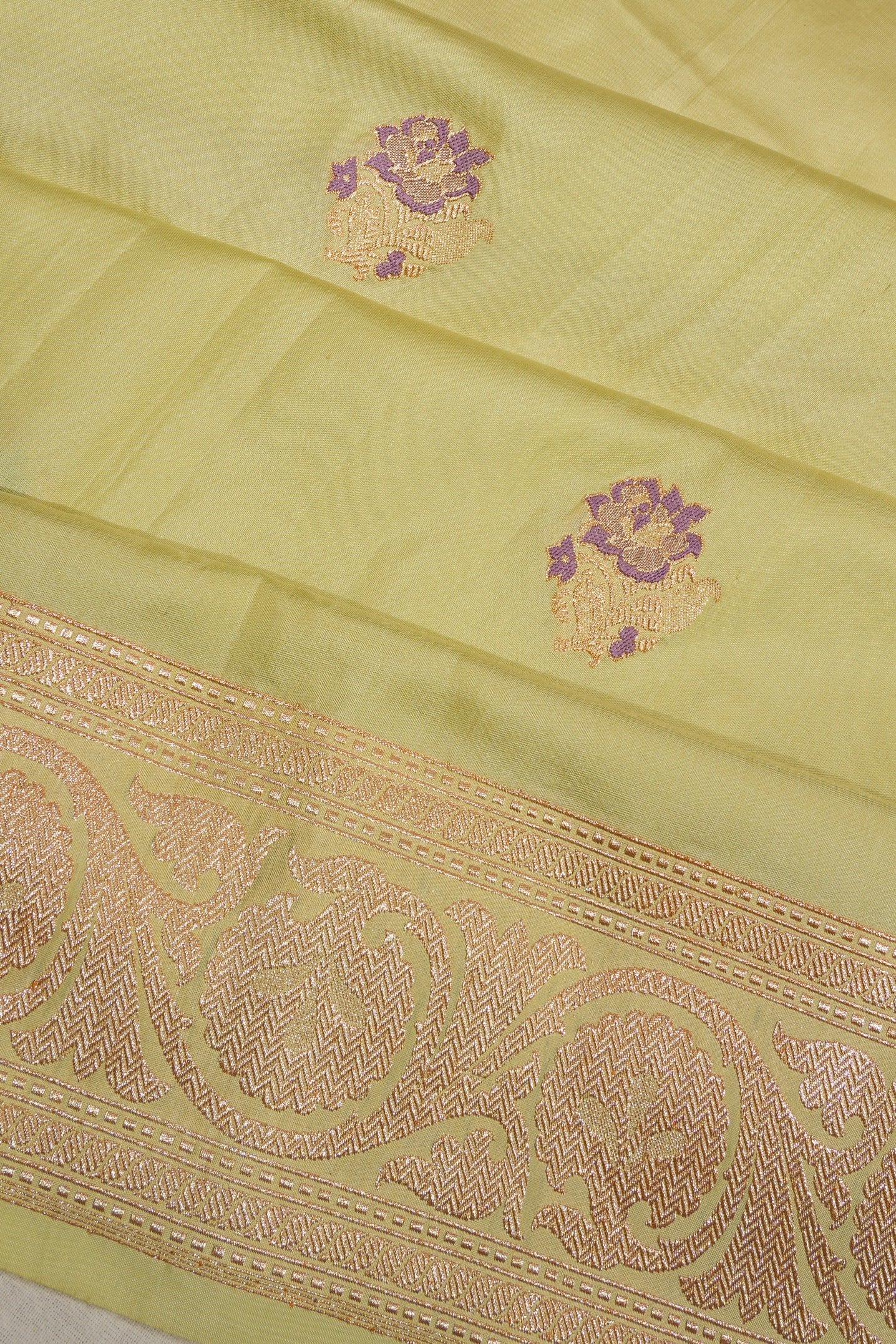 Banarasi Silk Butta Pista Green Saree