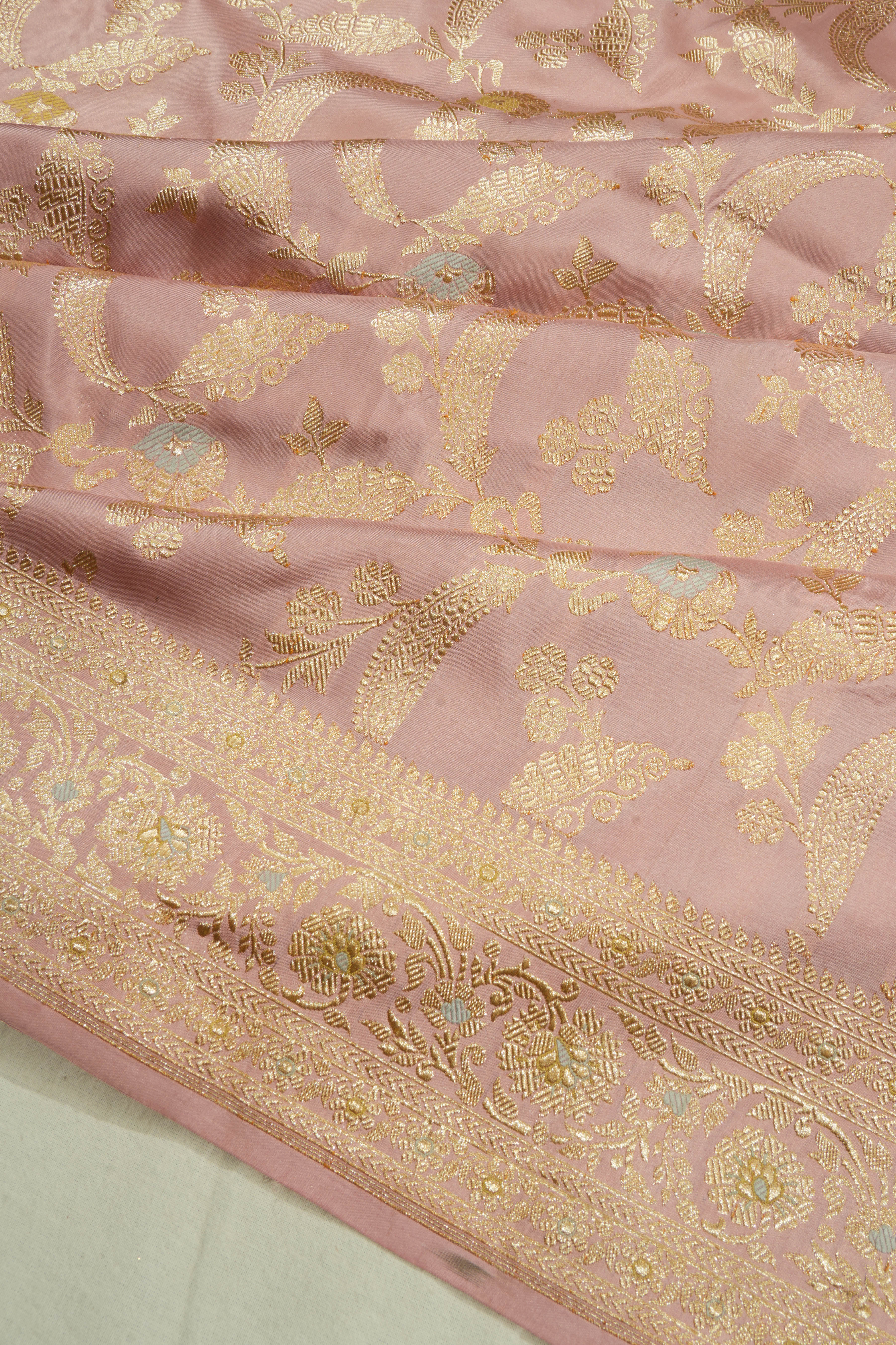 Banarasi Silk Kadwa Jaal Peach Saree
