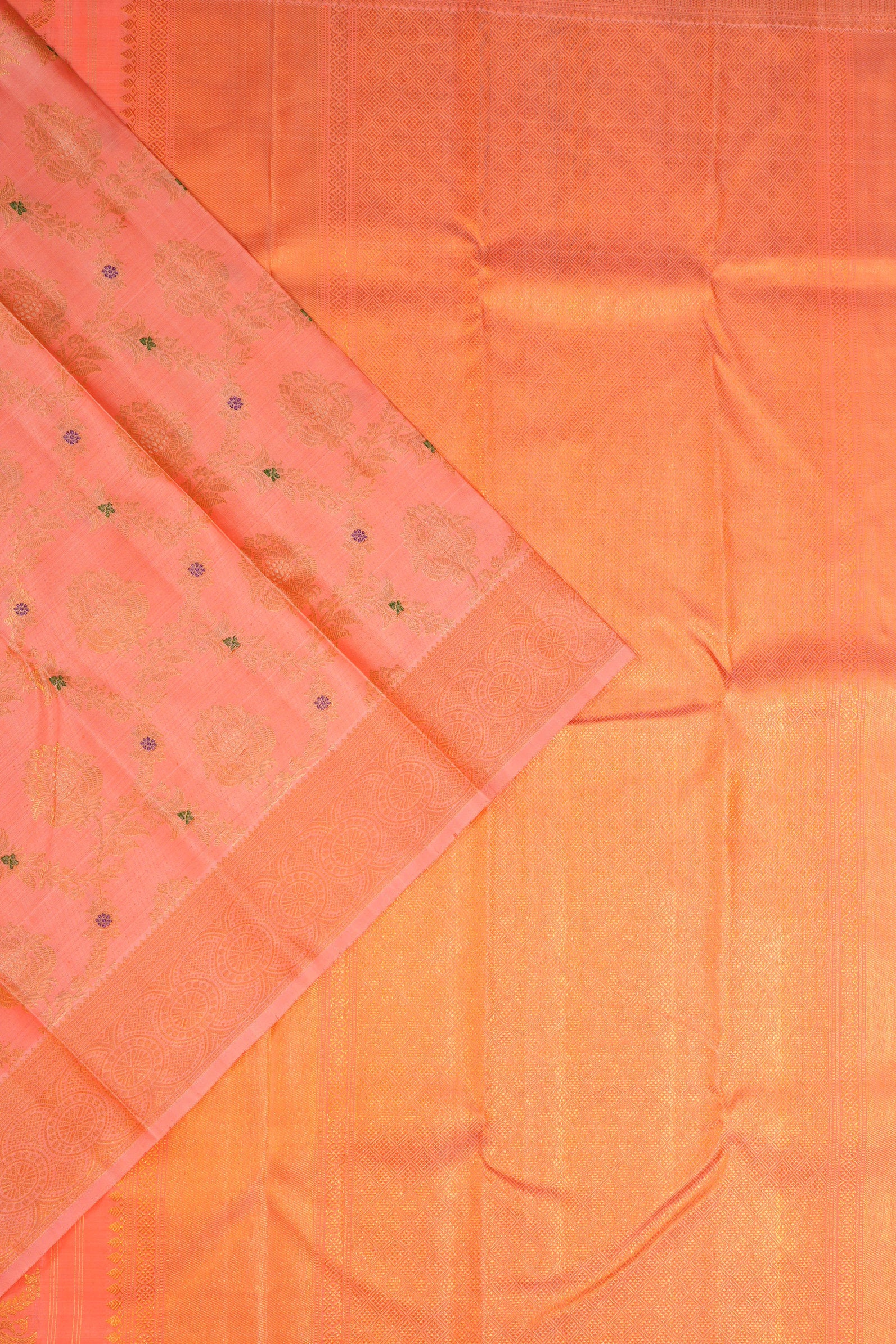 Kanchipuram Silk Jaal Pink Saree