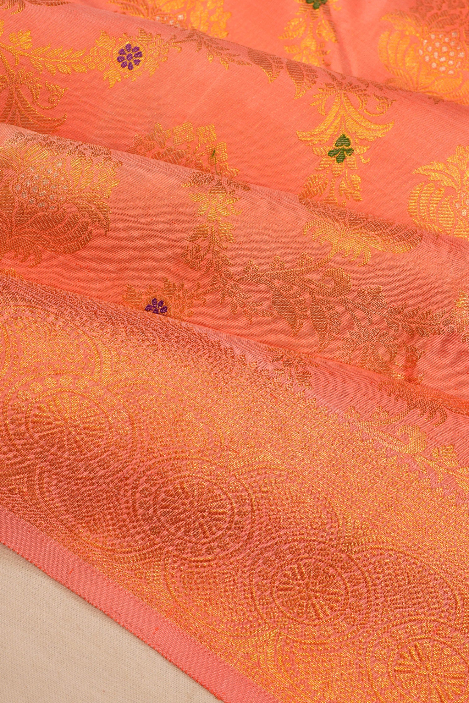 Kanchipuram Silk Jaal Pink Saree