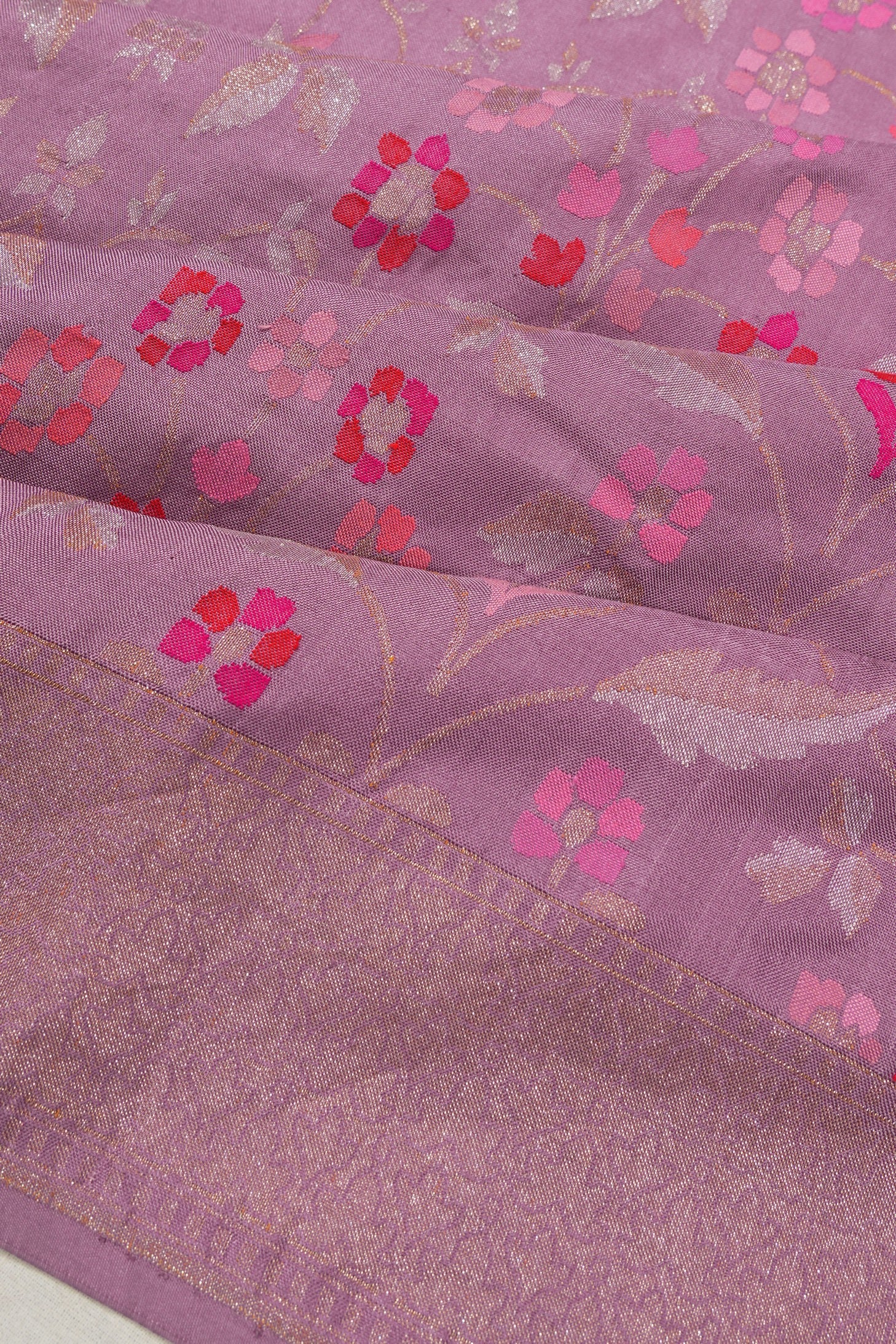 Banarasi Silk Jamdani Brocade Lavender Saree