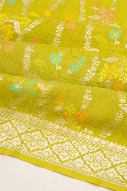 banarasi-tussar-georgette-jaal-mehendi-green-saree-1214950661