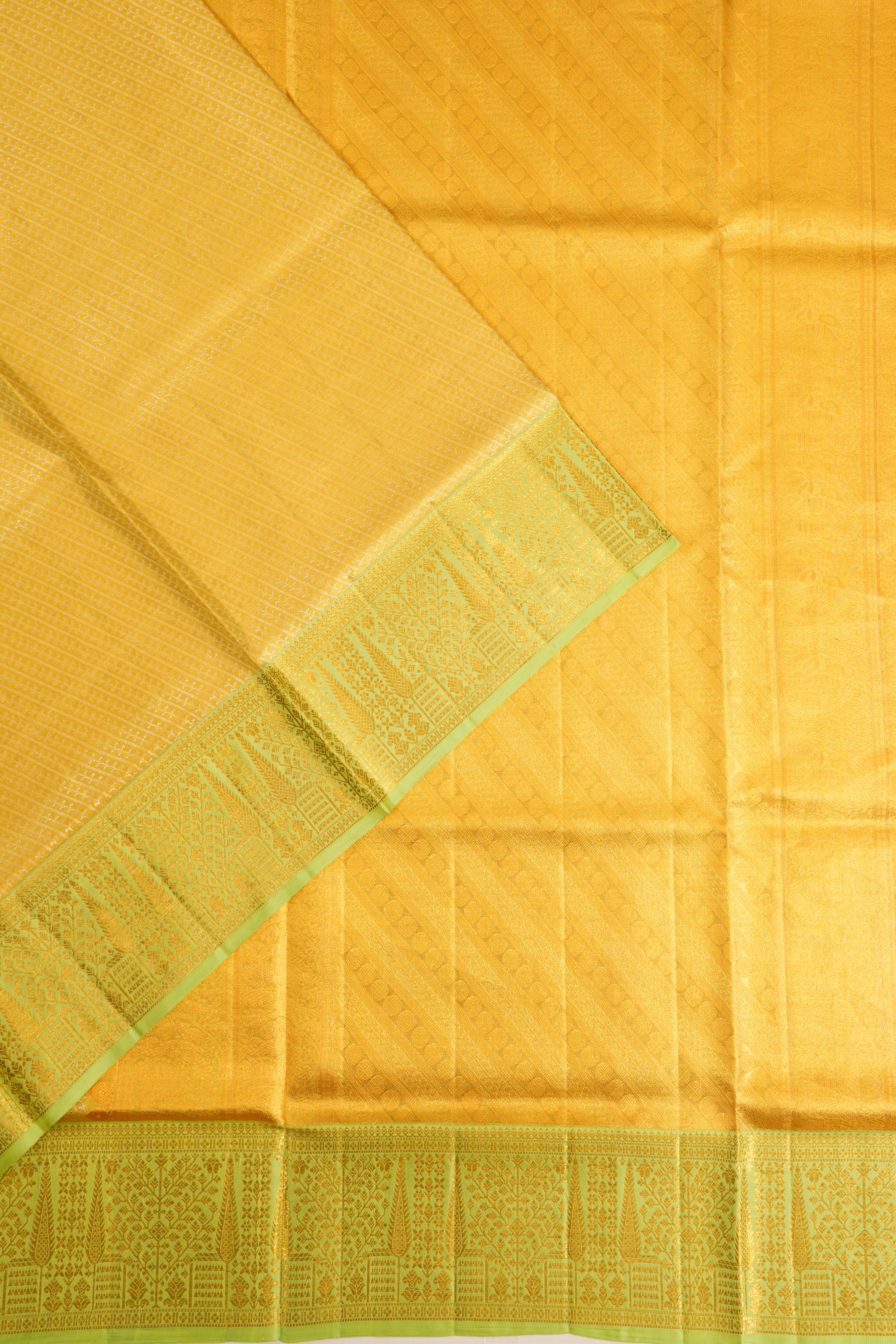 Kanchipuram Silk Tissue Brocade Gold Saree