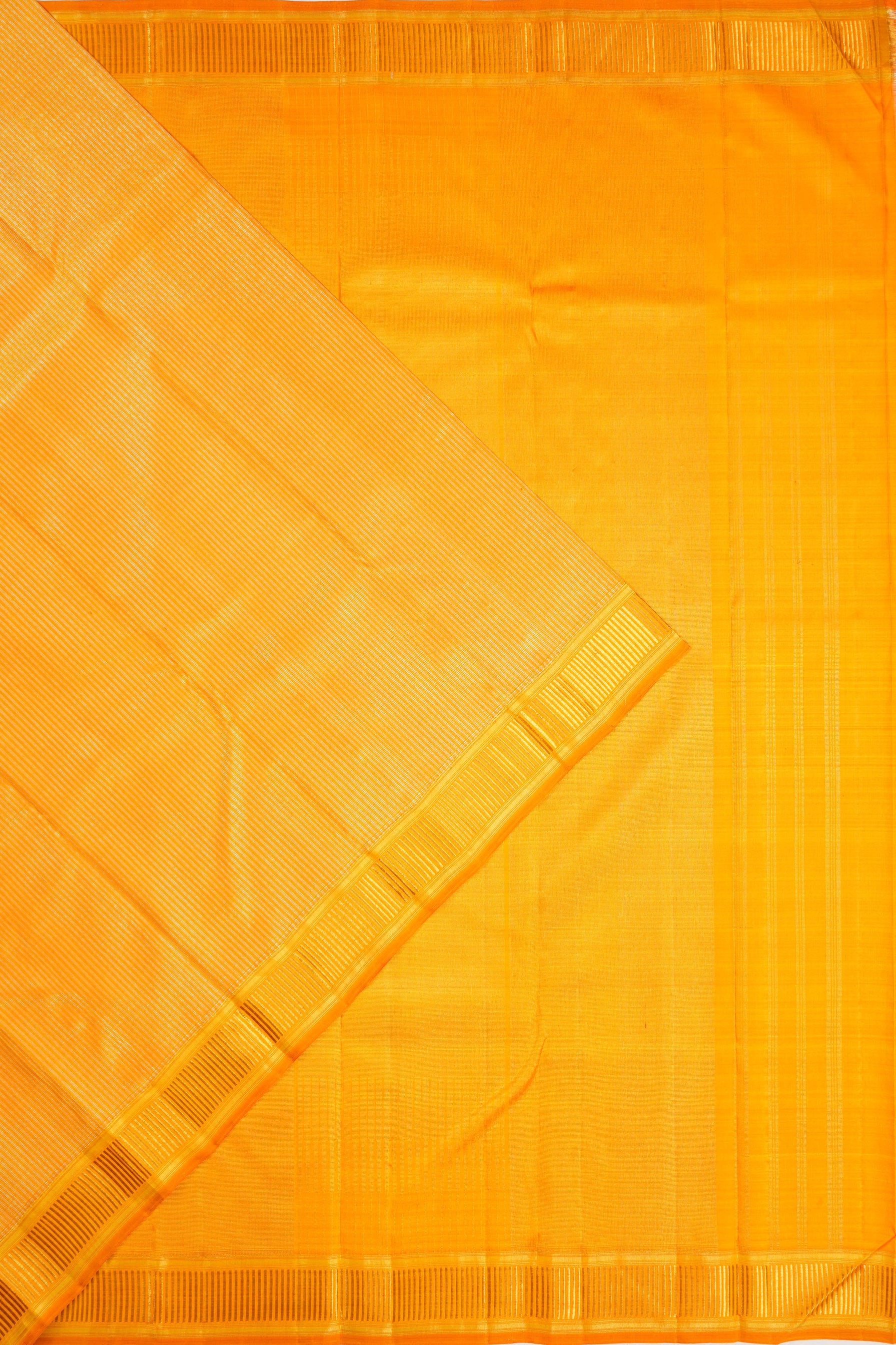 Kanchipuram Silk Vertical Lines Yellow Saree
