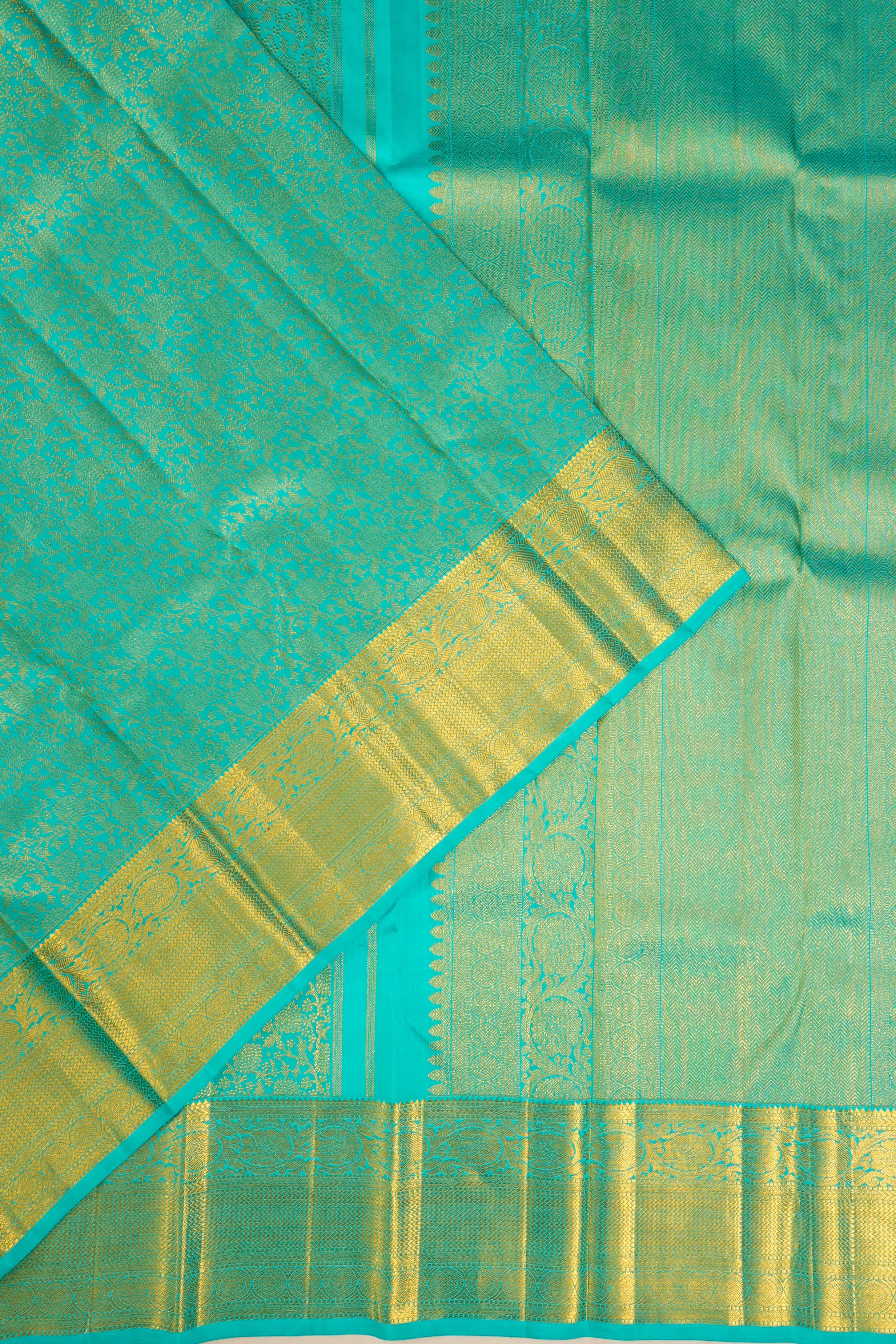 Kanchipuram Silk Brocade Sky Blue Saree