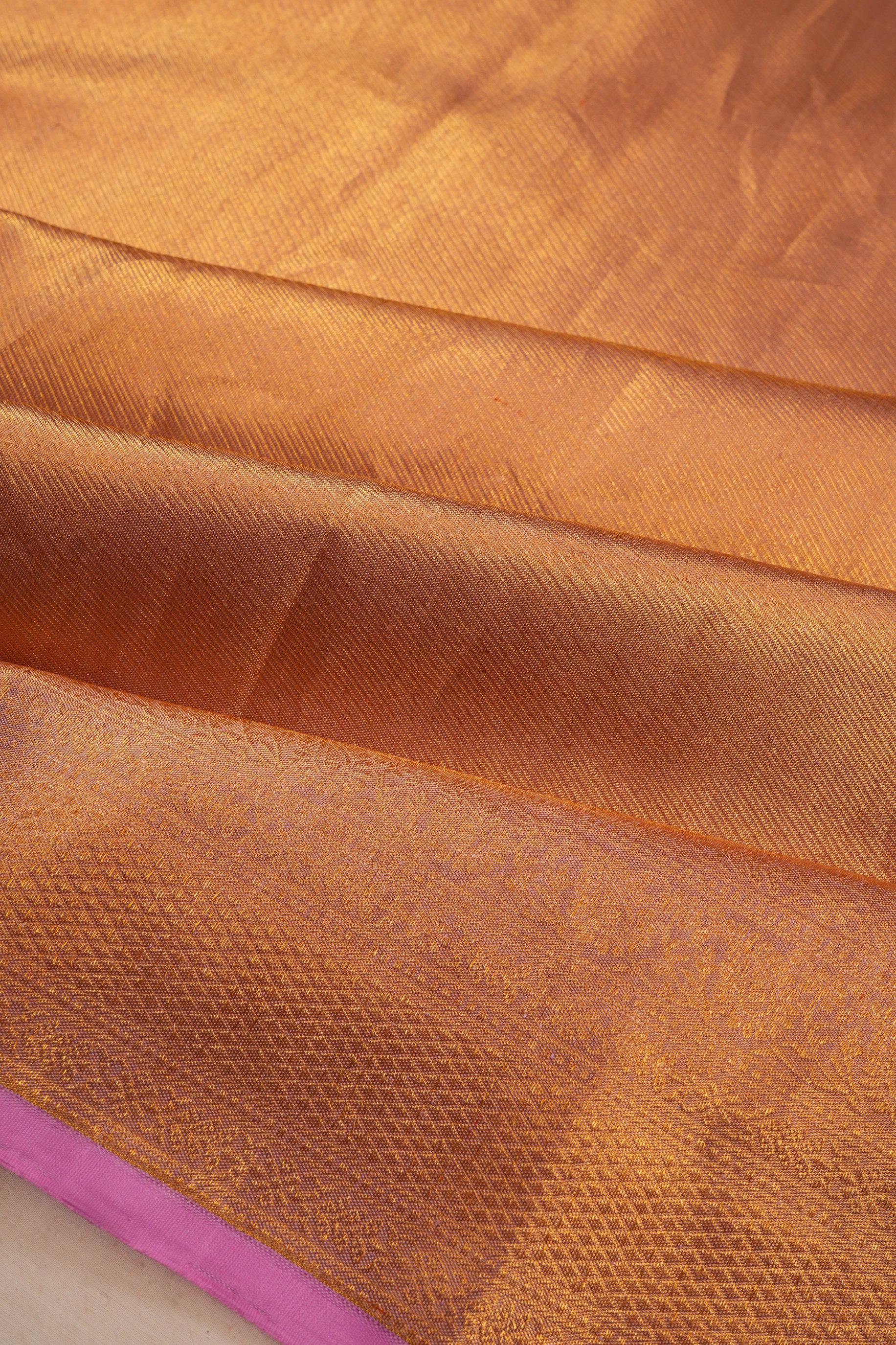 Kanchipuram Silk Tissue Lines Snuff Saree