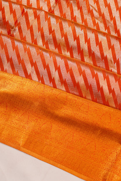 Taranga Kanchi Silk Tissue Lines Red Saree