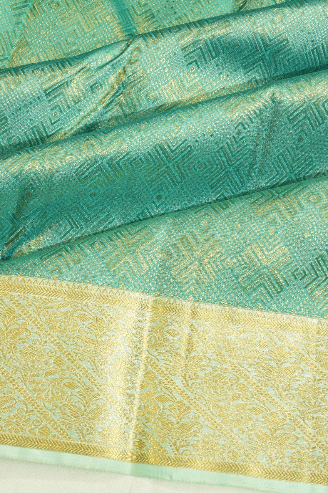 Kanchipuram Silk Brocade Sea Green Saree
