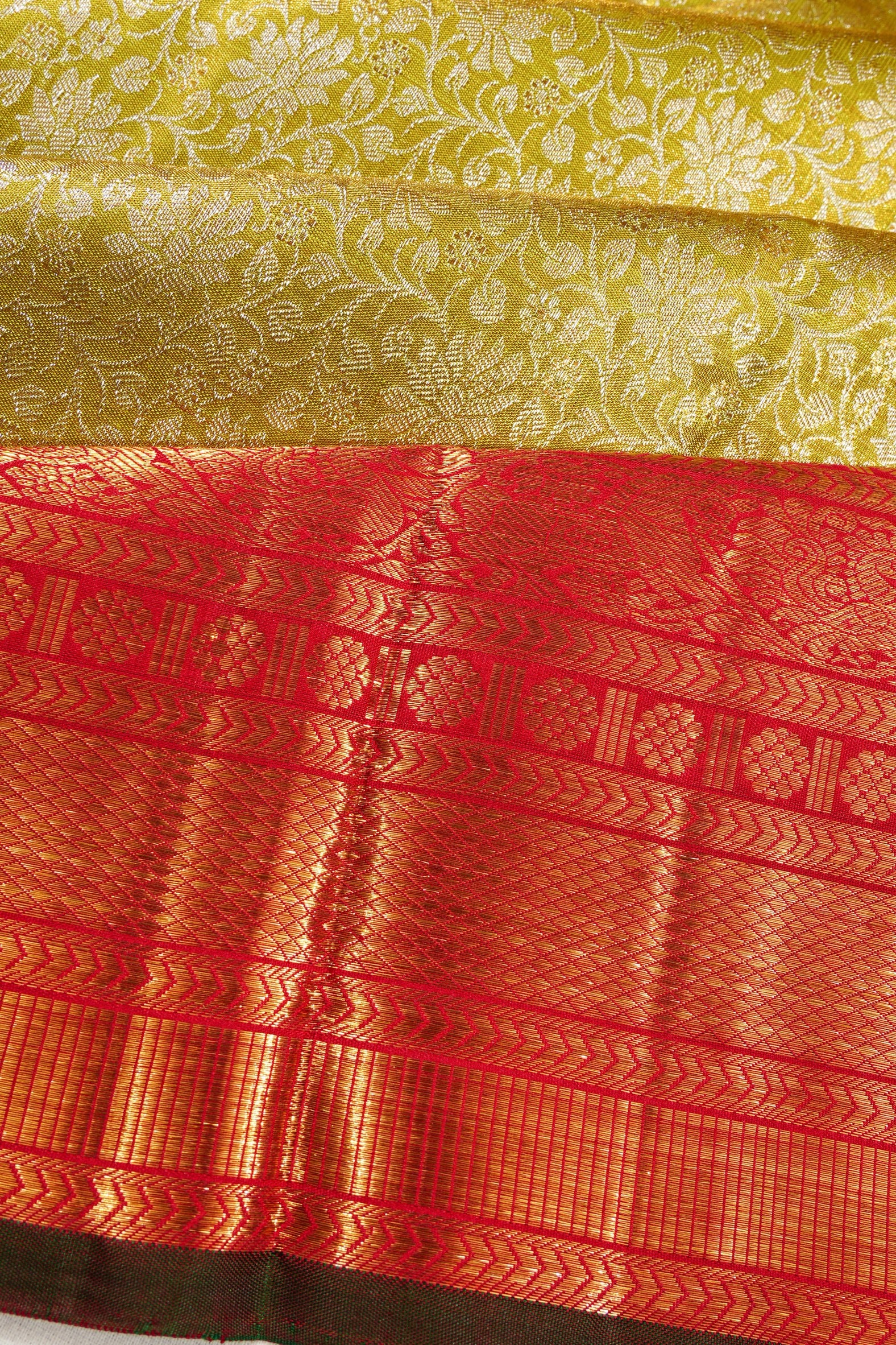 Kanchipuram Silk Tissue Brocade Mehendi Green Saree