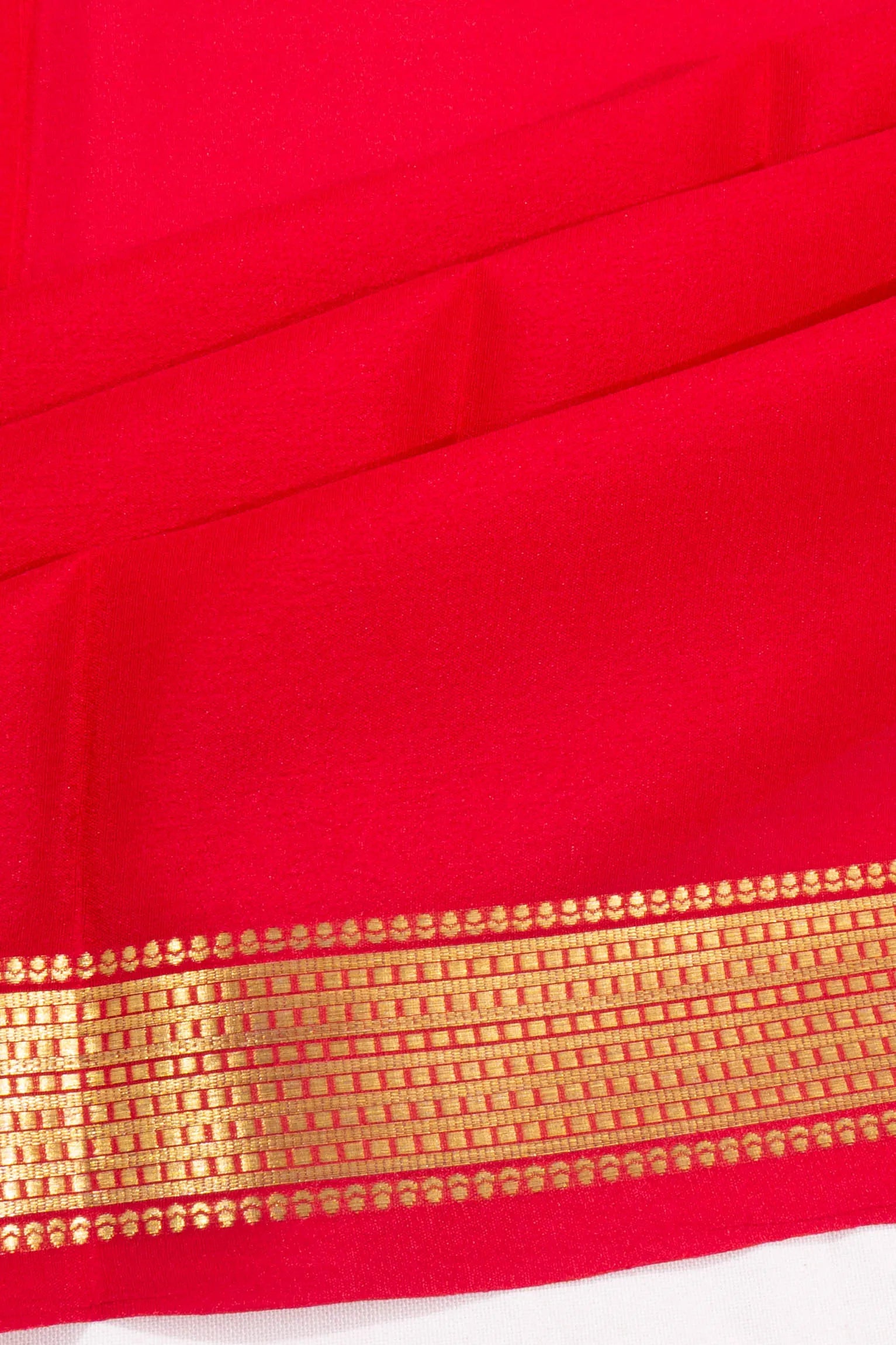 Mysore Silk Plain Red Saree