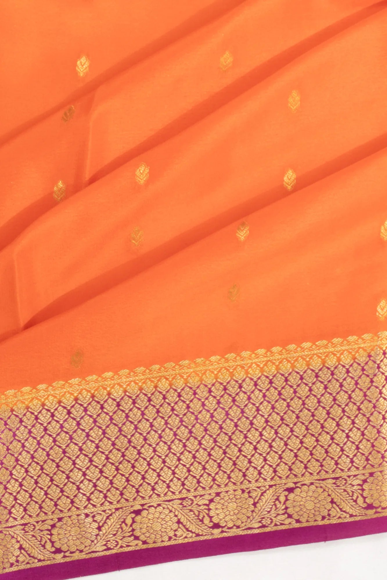 Binny Silk Butta Orange Saree