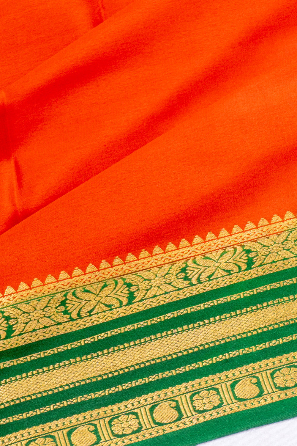 Mysore Silk Plain Orange Saree