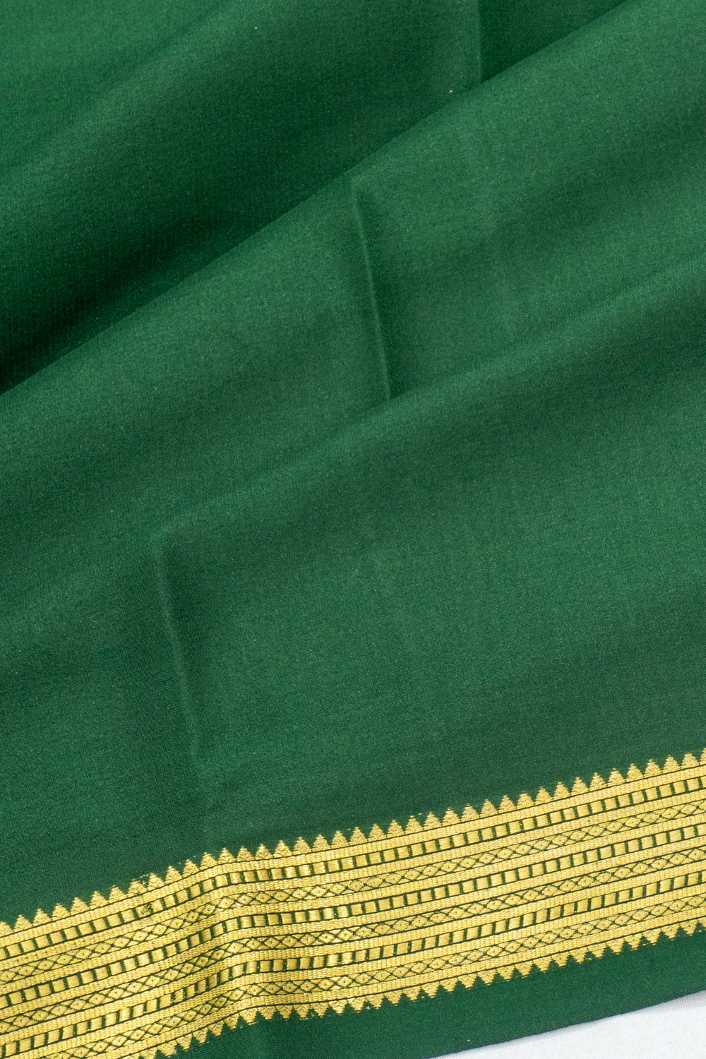 Mysore Silk Plain Bottle Green Saree