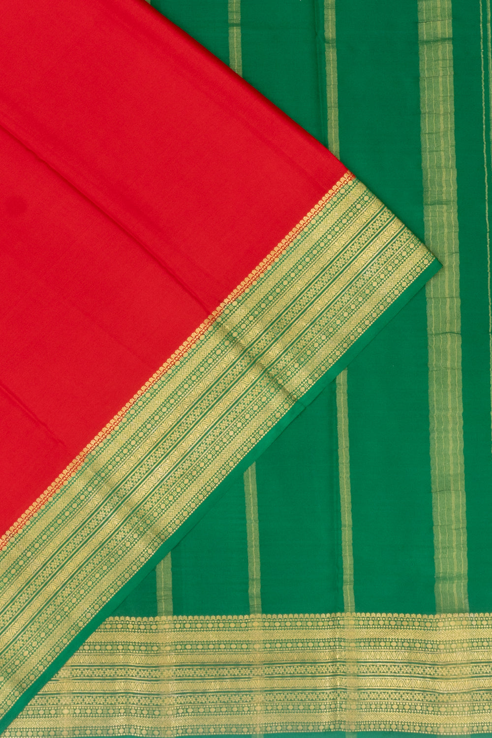 Mysore Silk Plain Red Saree 1214961034