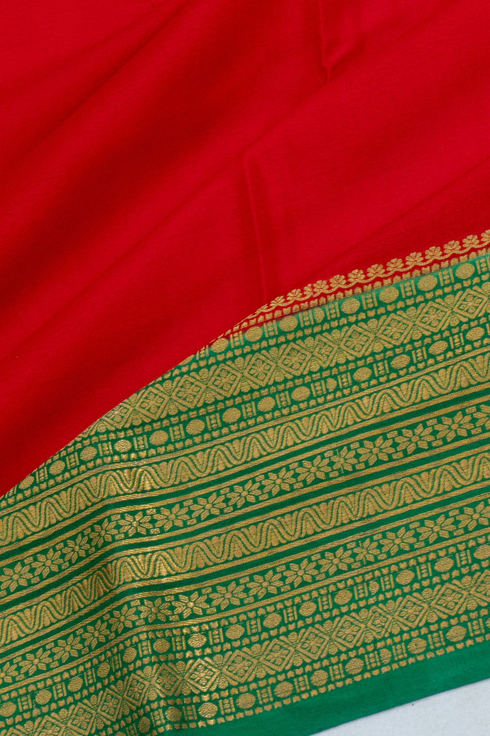 Mysore Silk Plain Red Saree 1214961034