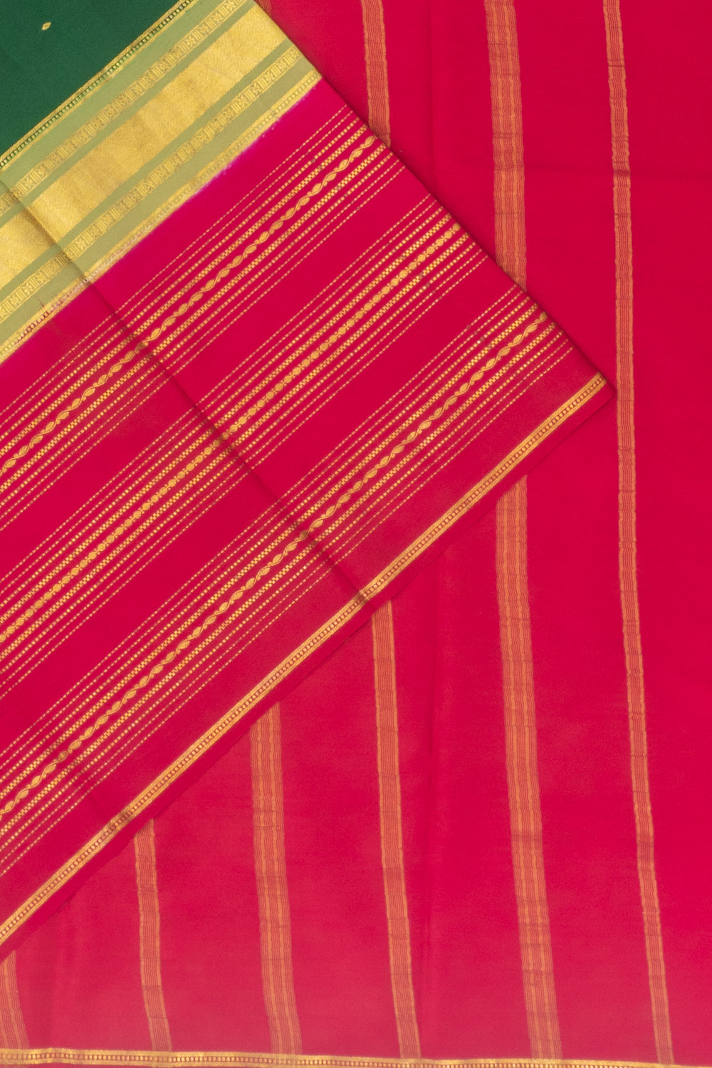 Mysore Silk Butta Dark Green Saree