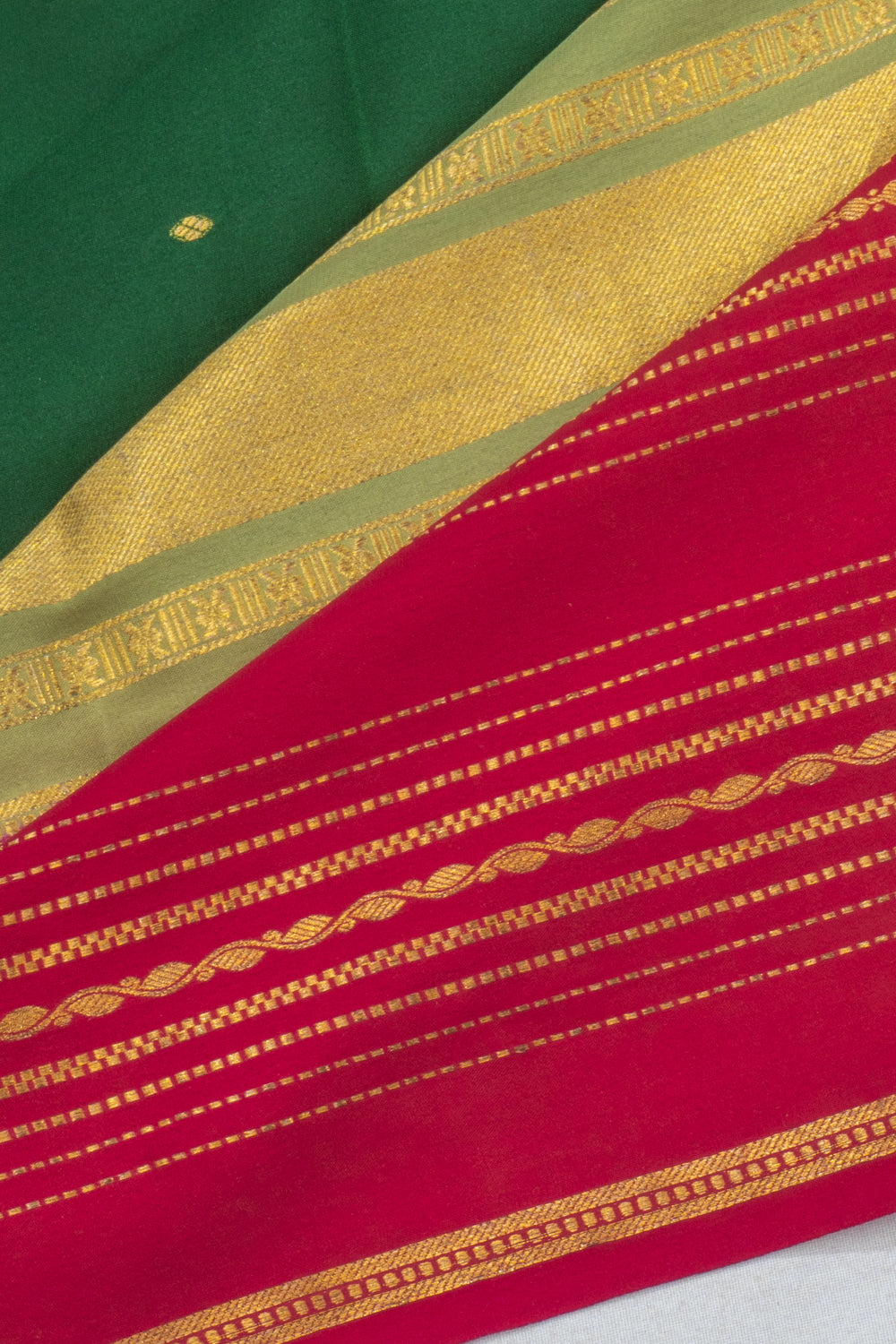 Mysore Silk Butta Dark Green Saree