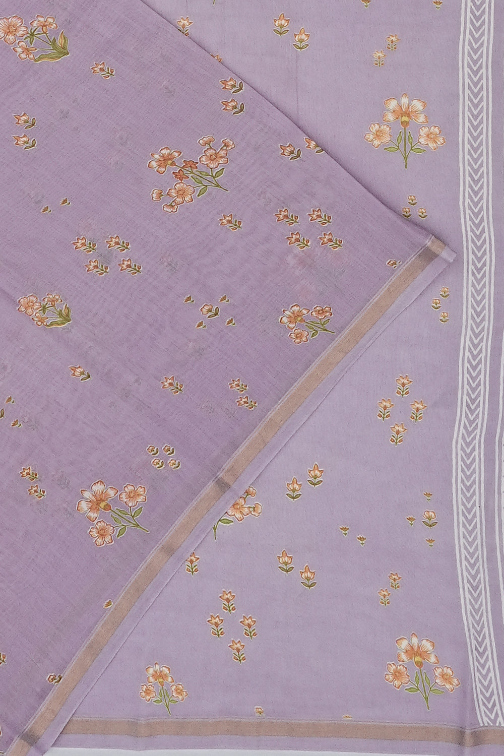 Chanderi Cotton Floral Printed Violet Saree 1214962037