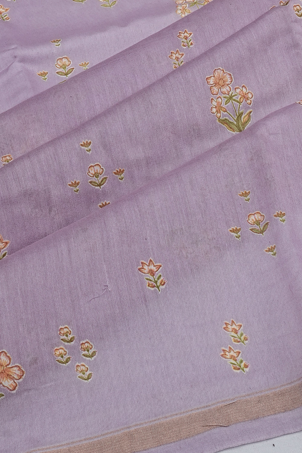 Chanderi Cotton Floral Printed Violet Saree 1214962037