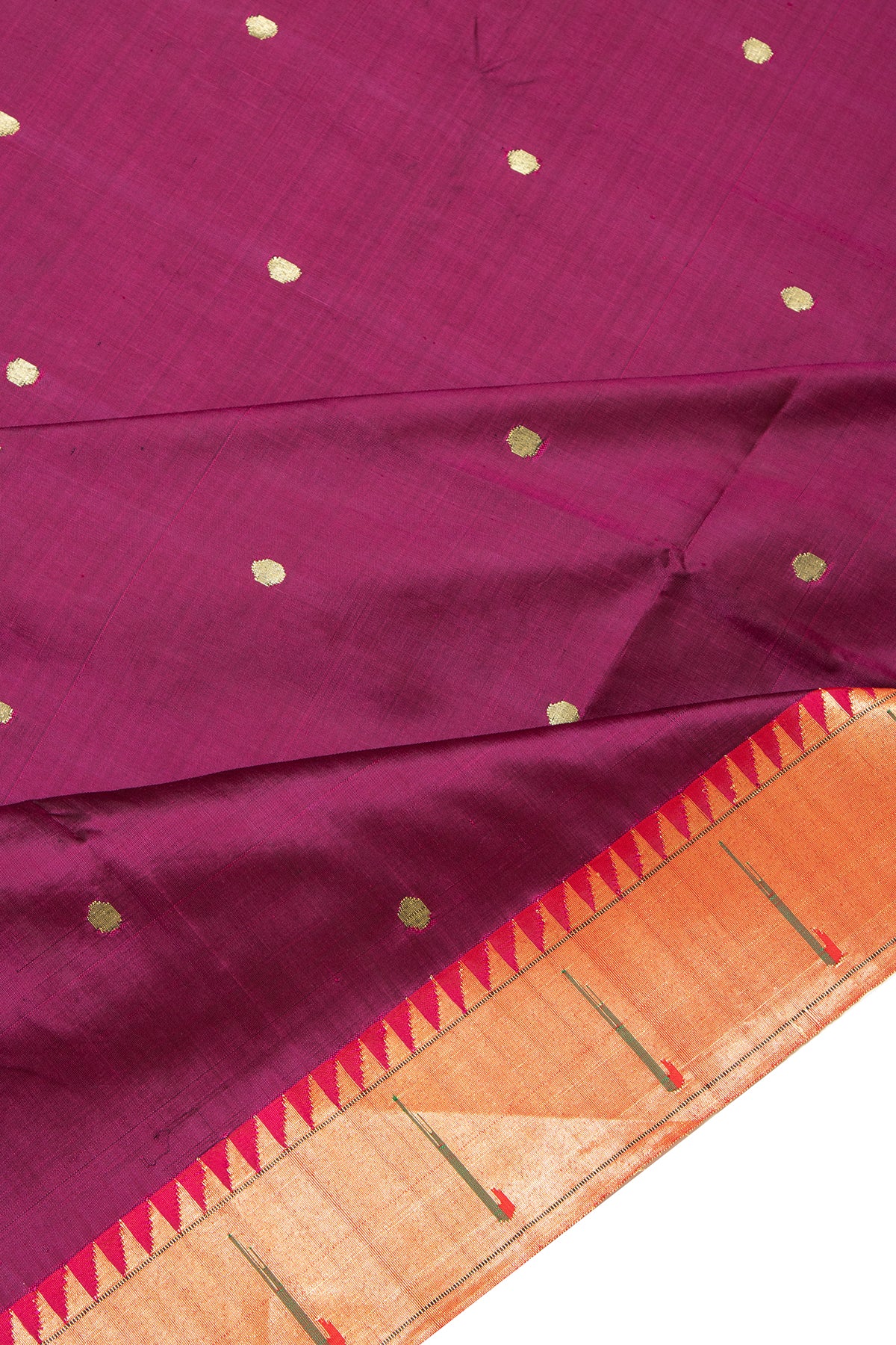 Paithani Silk Butta Purple Saree With Muniya Border