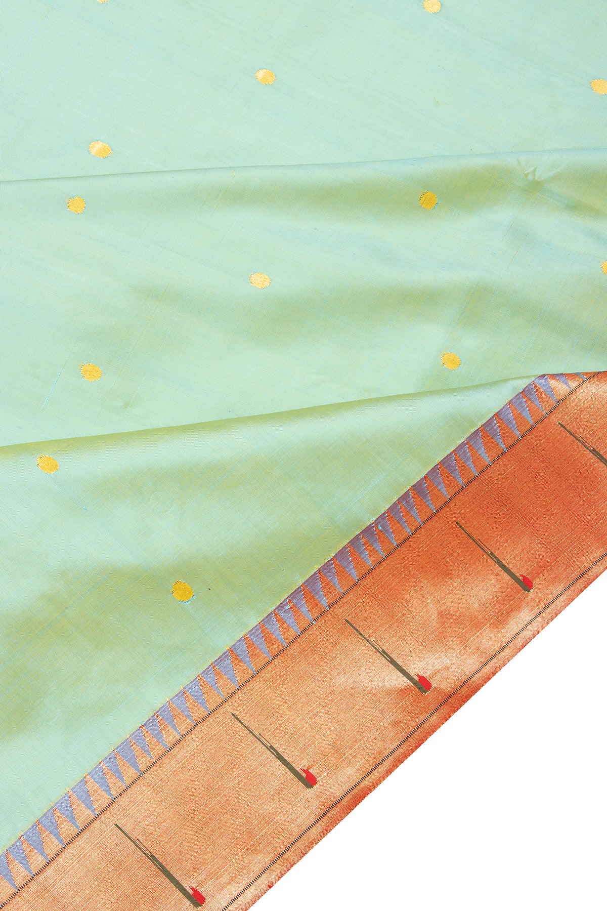 Paithani Silk Butta Sea Green Saree With Muniya Border