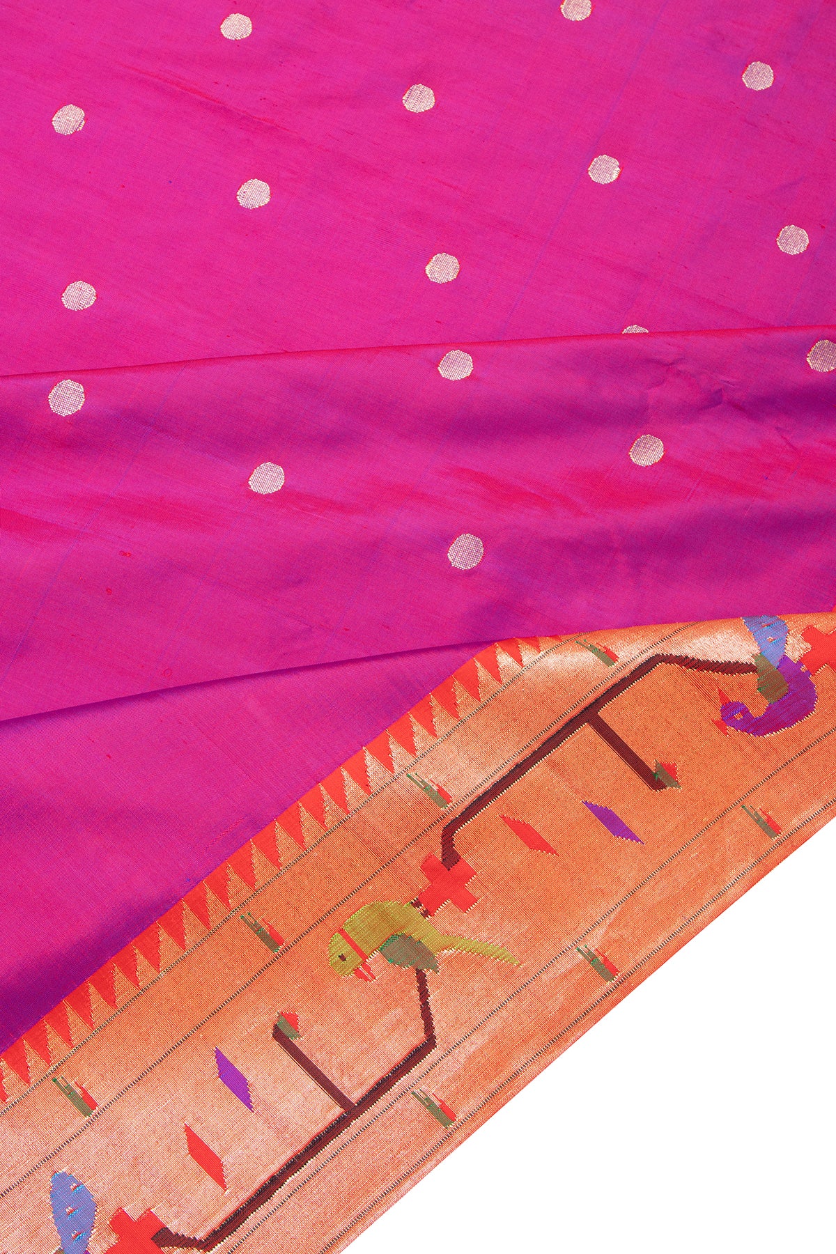 Paithani Silk Butta Purple Saree With Akruthi Border