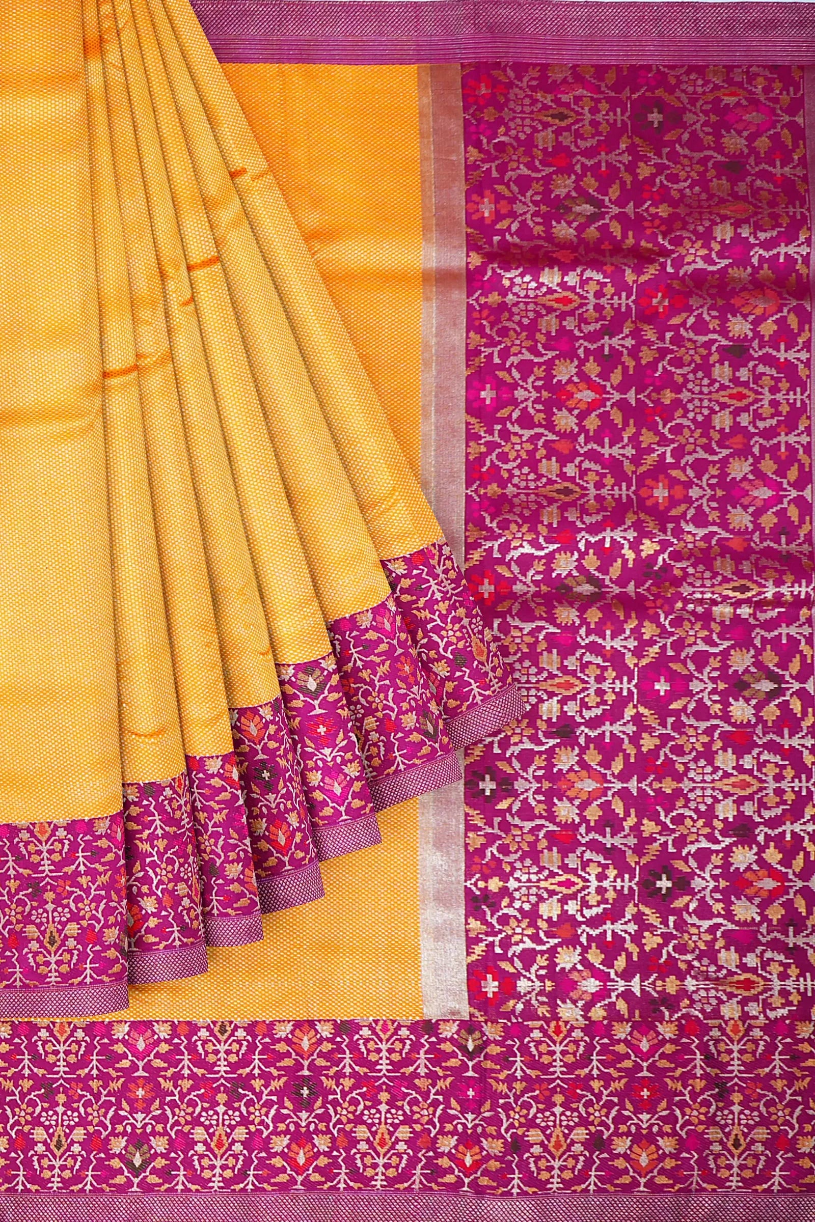 Kanchipuram Silk Brocade Yellow Saree