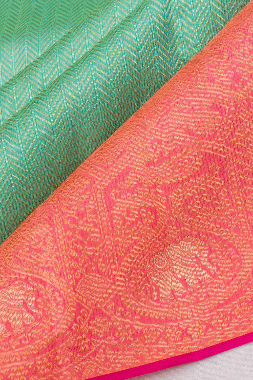 Kanchipuram Silk Brocade Sea Green Saree