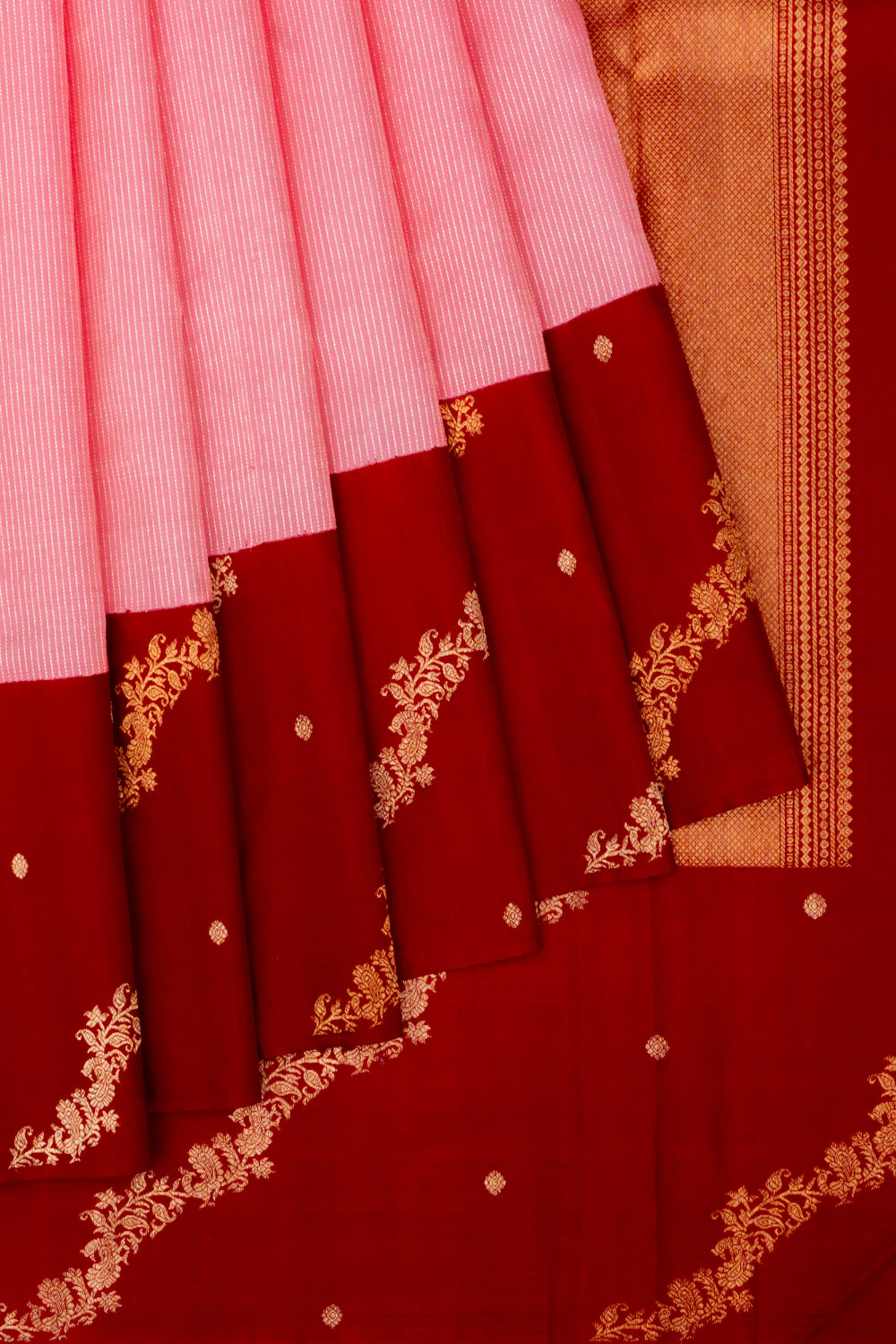 Kanchipuram Silk Vertical Lines Baby Pink Saree 1214964833