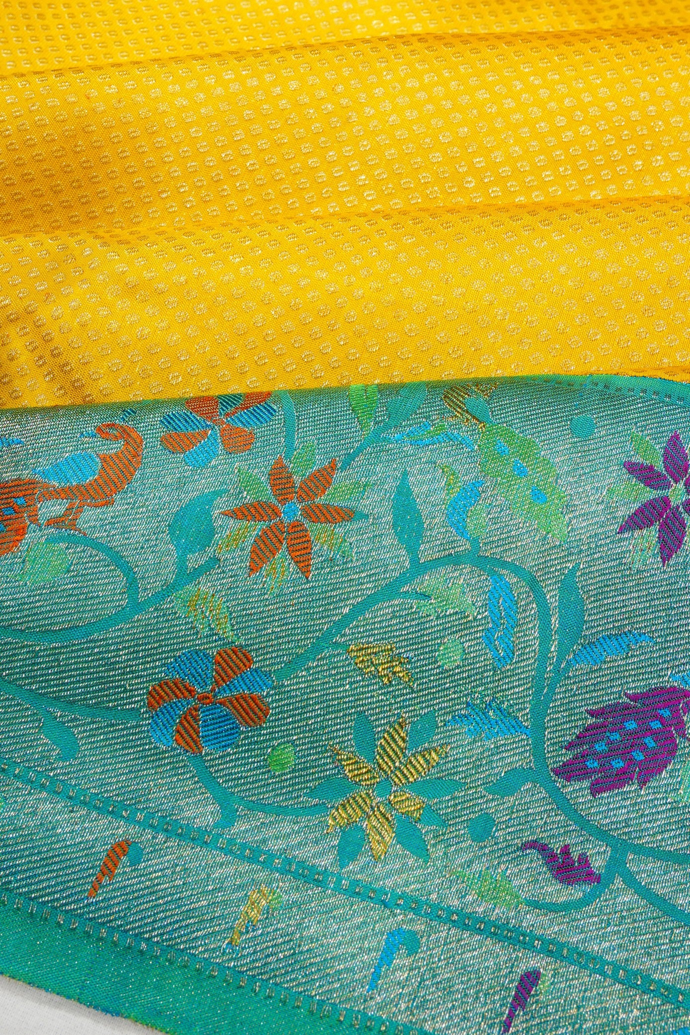 Kanchipuram Silk Brocade Yellow Saree