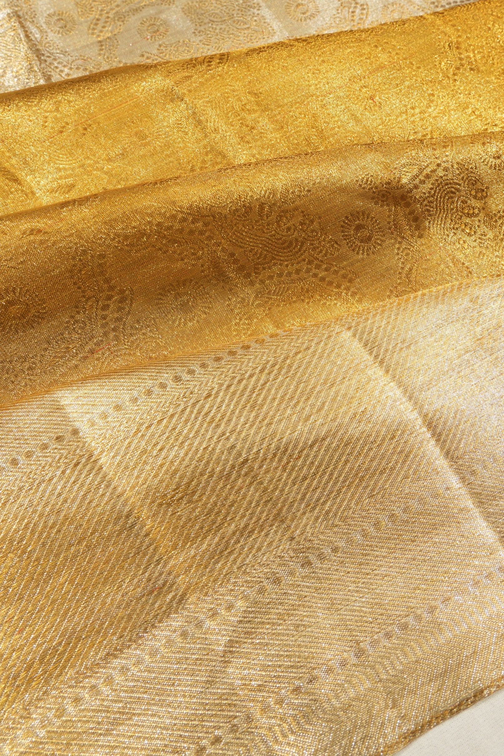 Kanchipuram Silk Tissue Brocade Silver Saree 1214966331