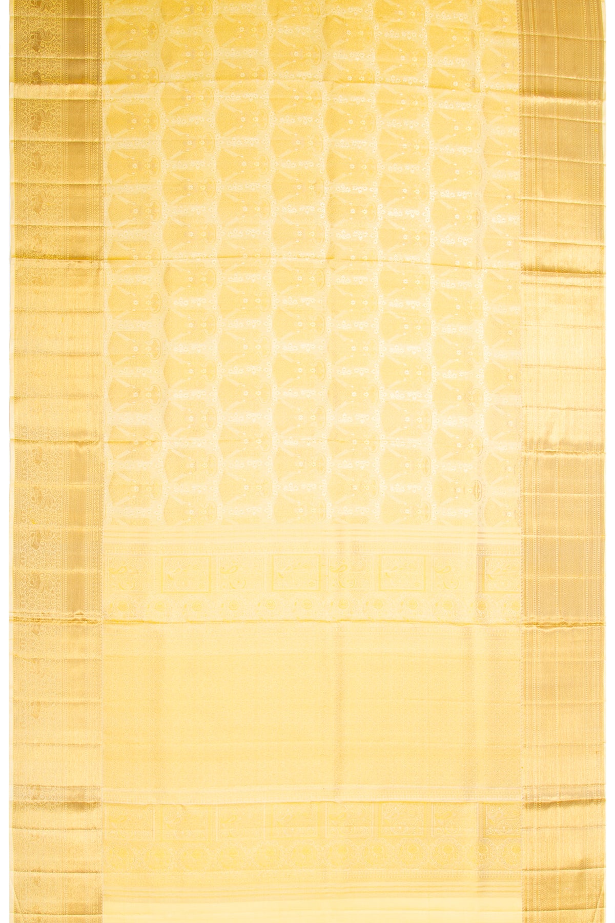 Kanchipuram Silk Brocade Pastel Yellow Saree