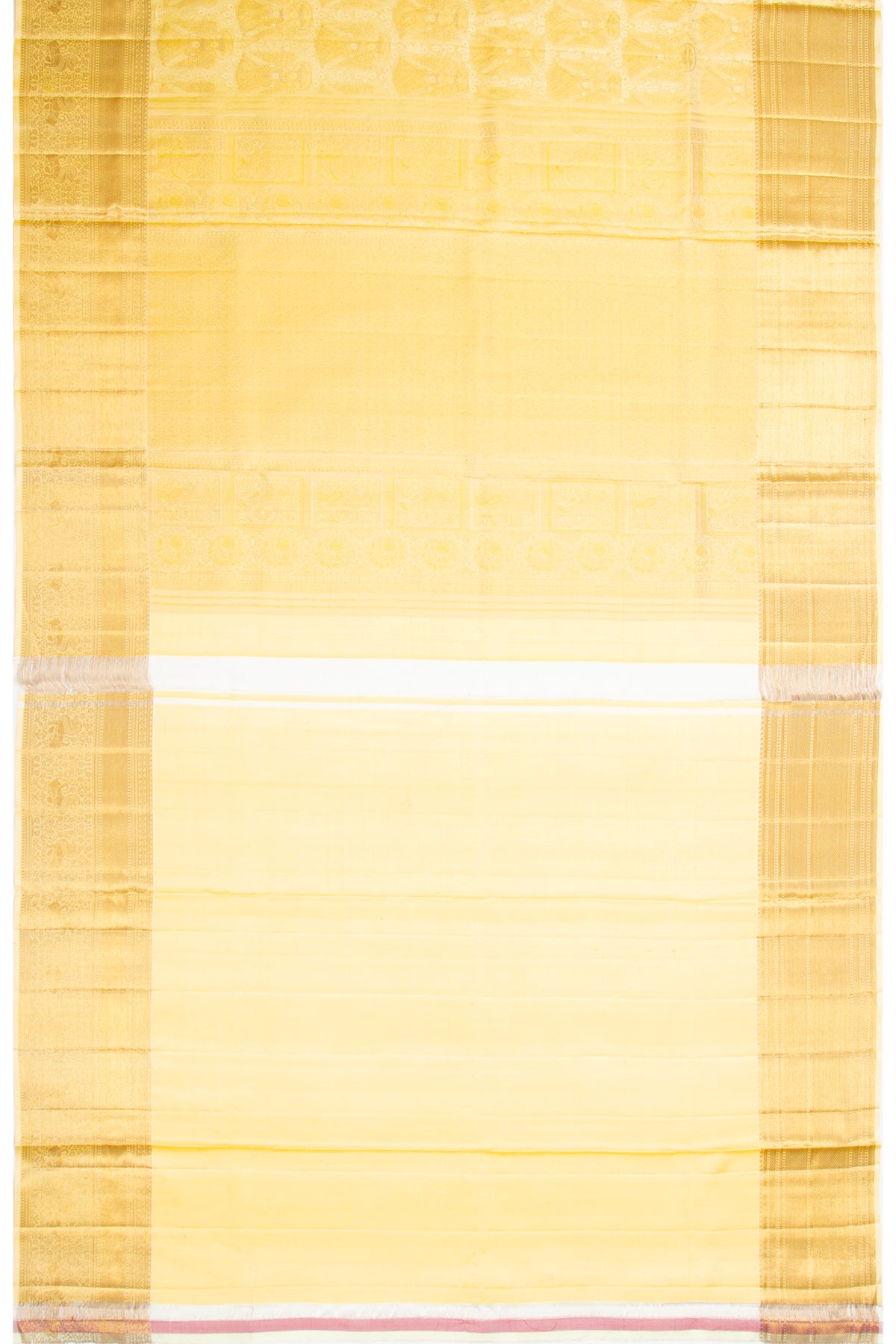 Kanchipuram Silk Brocade Pastel Yellow Saree