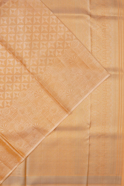kanchipuram-silk-tissue-geometrical-brocade-pastel-orange-saree-1214966342
