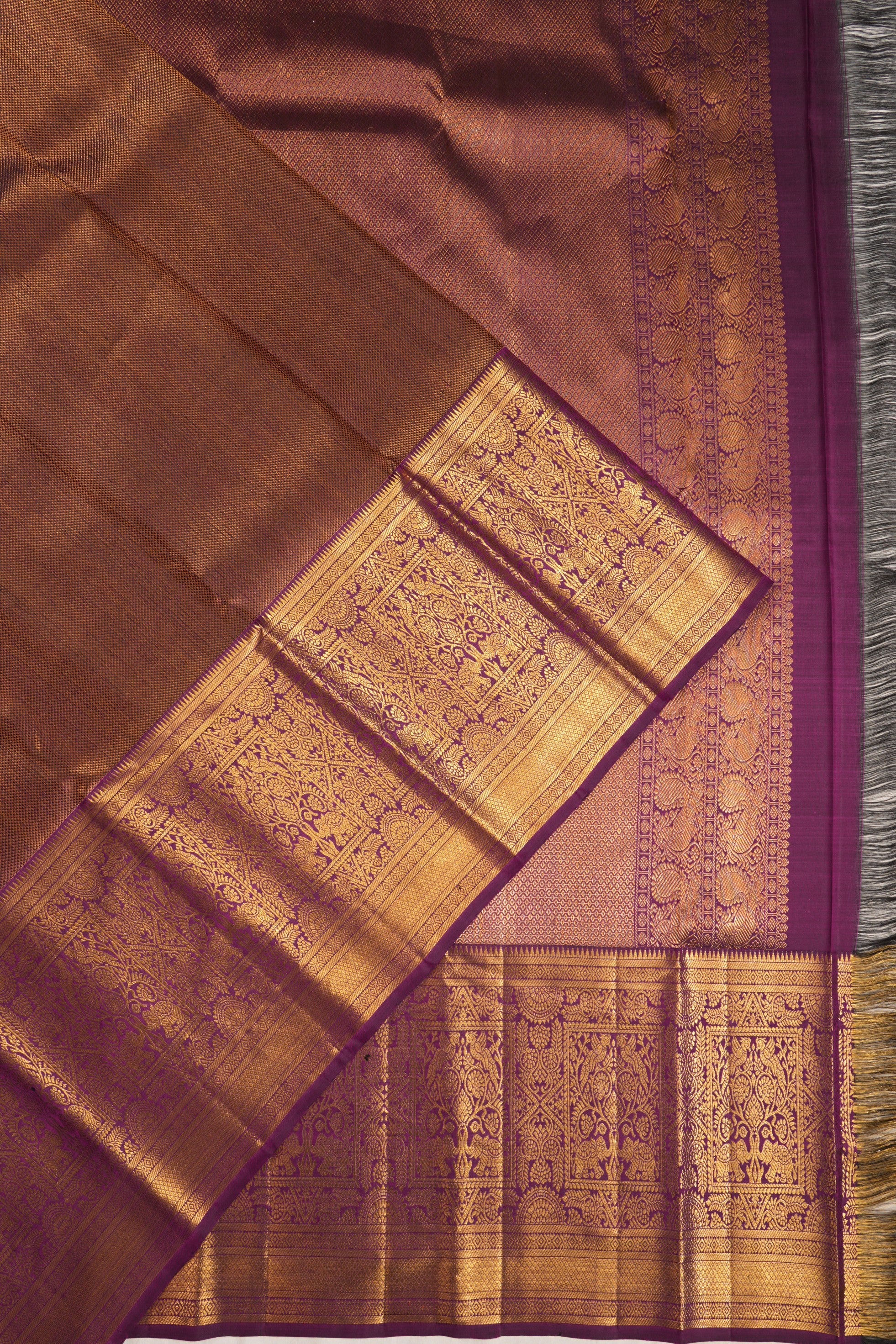 Kanchipuram Silk Tissue Brocade Purple Saree
